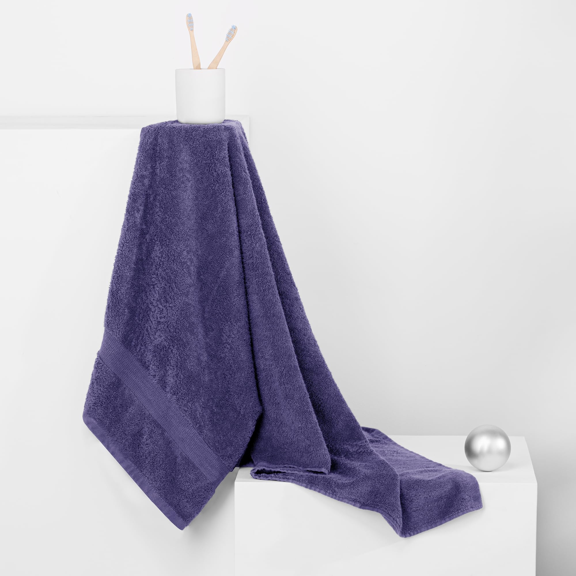 Set 10 Asciugamani SOLUND Viola 50x100 cm | Cotone Premium 600g/m²