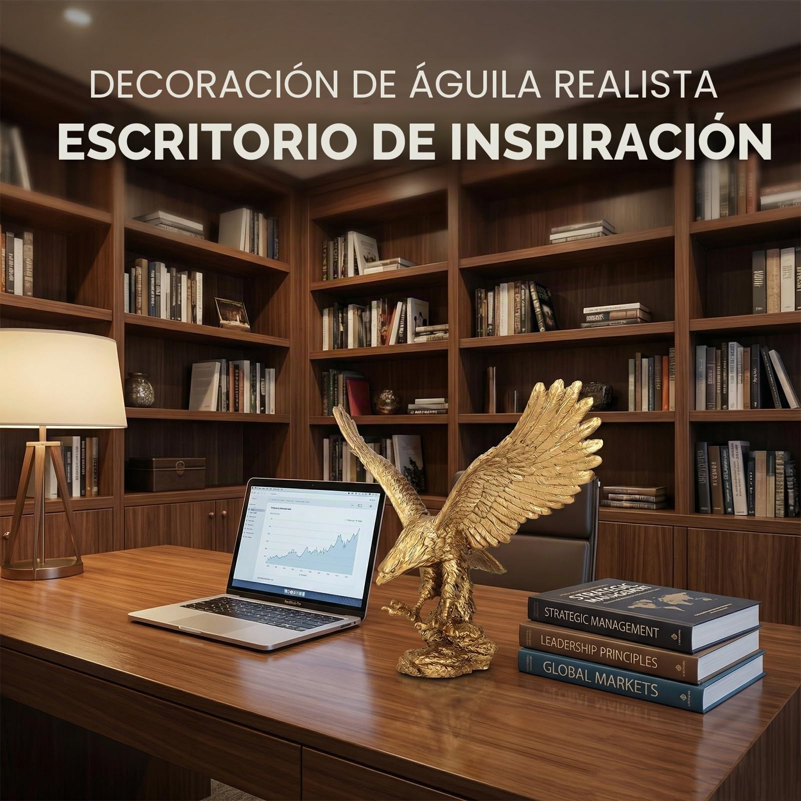 Escultura de águila de resina, decoración de mesa, gran águila, estatuilla dorada, ornamentos, estatua, gran estatua, águila, resina, ornamento, oficina, decoración
