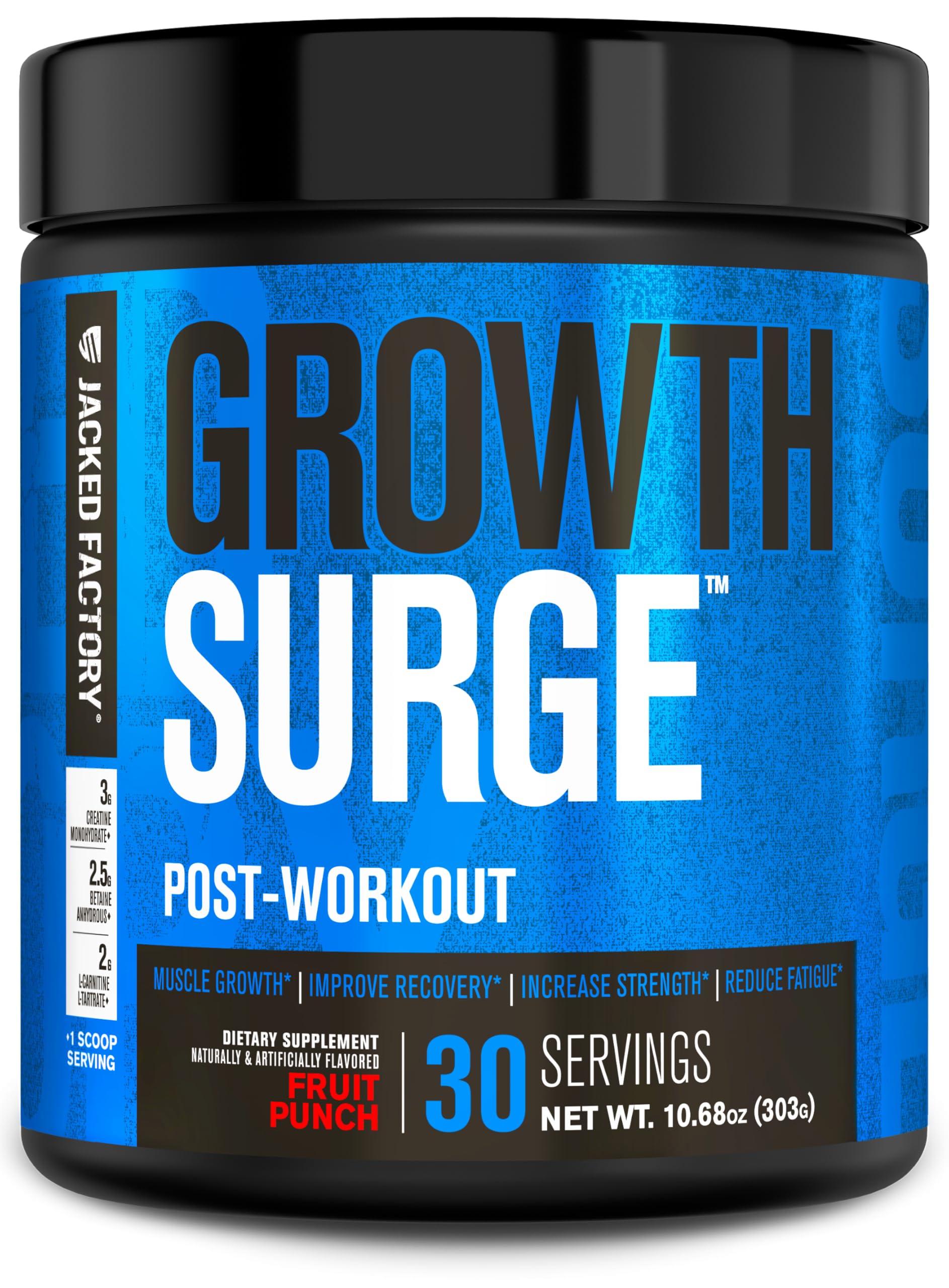 Sponsored Ad - Jacked Factory Growth Surge Creatine Post Workout w/L-Carnitine - Daily Muscle Builder & Recovery Supplement with Creatine Monohydrate, Betaine, L-Carnitine L-Tartrate - 30 Servings, Fruit Punch