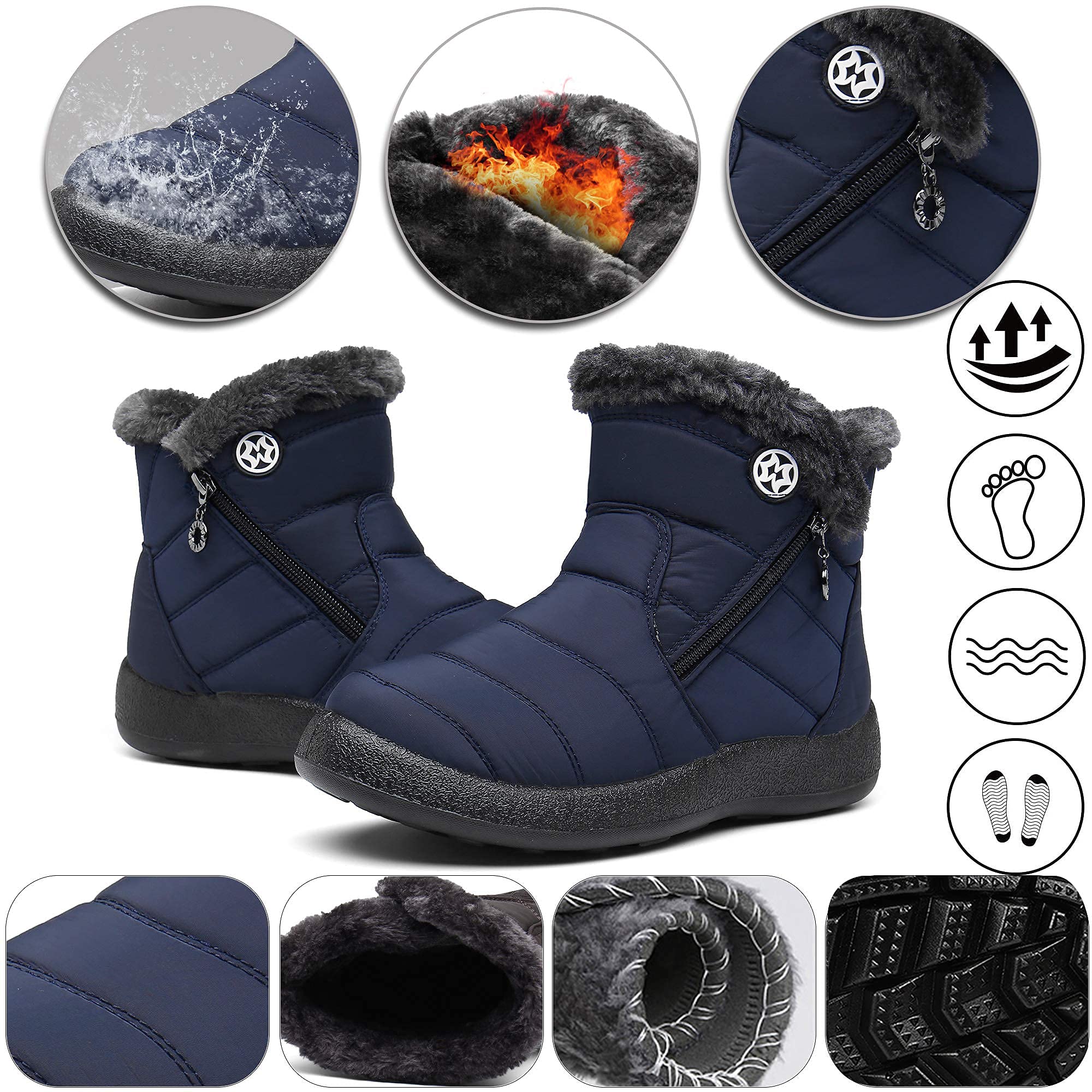 Gaatpot Stivali Donna Stivaletti Invernali Stivali da Neve Caldo Peluche Scarpe Impermeabili 36-43