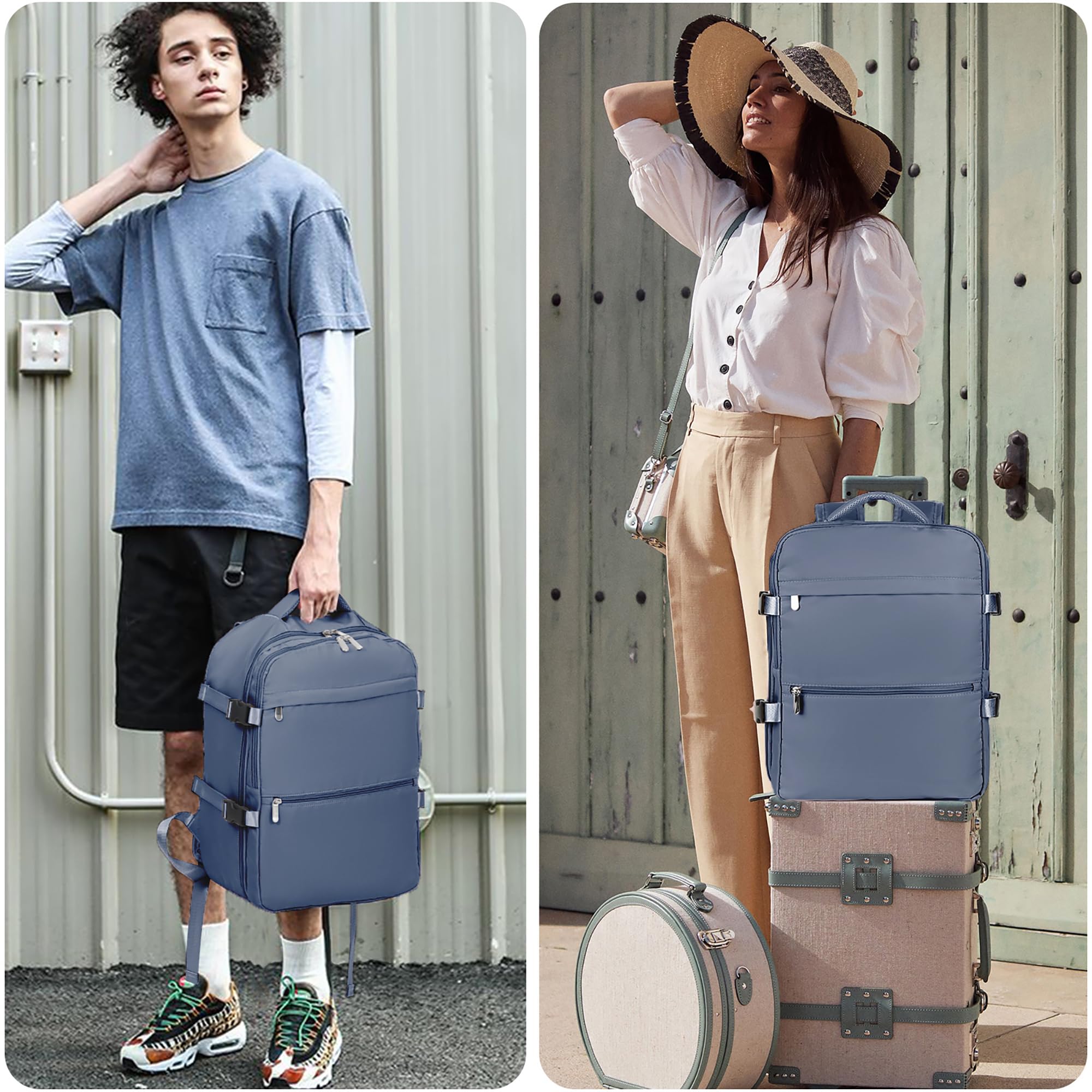 WOUIYO Bagage Cabine 45x36x20 pour Easyjet Sac à Dos Voyage Cabine Avion 30L Bagage à Main Femme Homme Sous Siege Cabine Sac à Dos pour Ordinateur Portable 15.6 Pouces