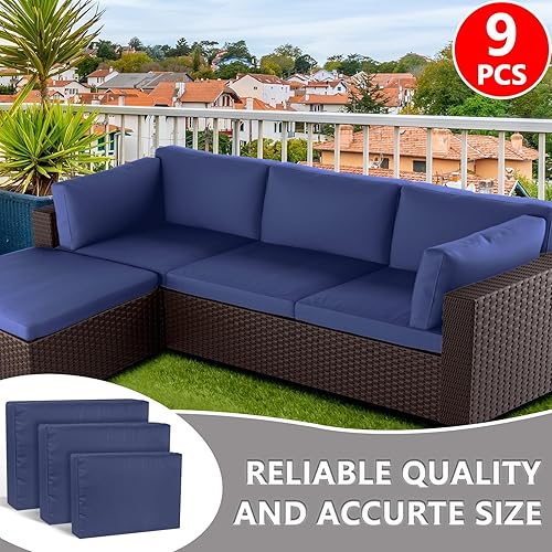 Miniatura 4 de SUSIE'S GARDEN Fundas de cojín de patio al aire libre, fundas impermeables de repuesto con cremallera para 5 piezas de muebles de patio, fundas para