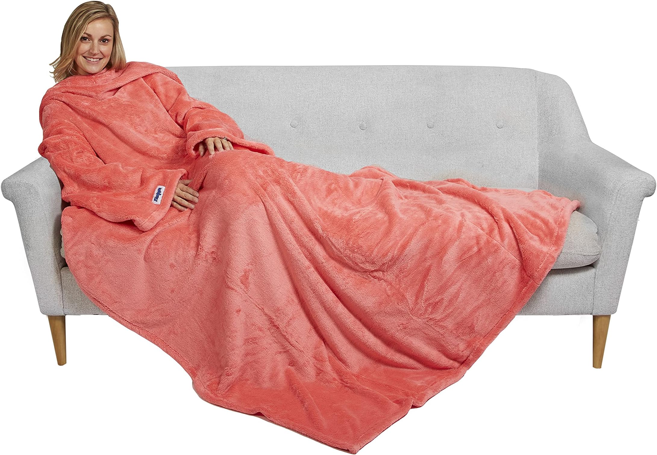 Slanket The Ultimate Fleece Blanket with Sleeves & Foot Pocket - Lightweight, Warm & Fleecy Plush Blanket for Lounging & Ultimate Comfort - Giant Blanket 60" x 80"