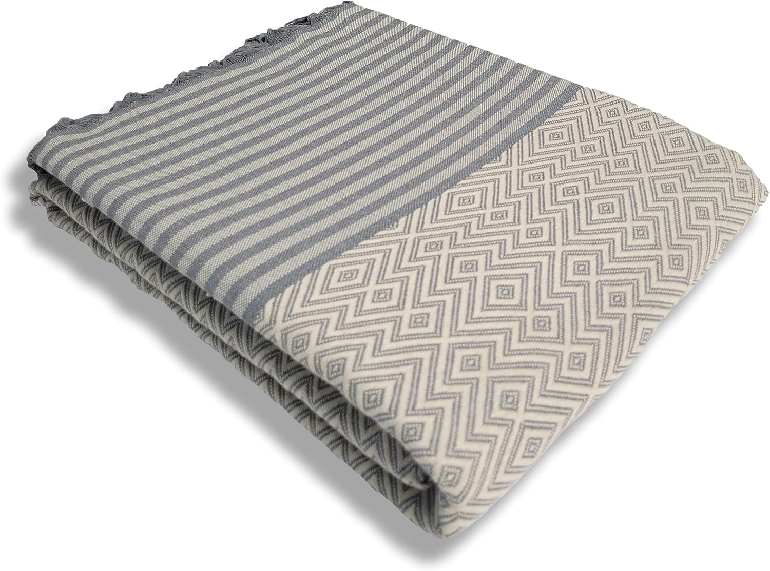 Wellstil Aria Turkish Throw Blankets 80 x 100 inches, 100 Cotton Blankets Queen