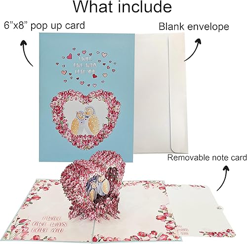 Miniatura 4 de 22 CRAFT Tarjetas desplegables de pareja de búhos, tarjetas emergentes de San Valentín, tarjeta de felicitación