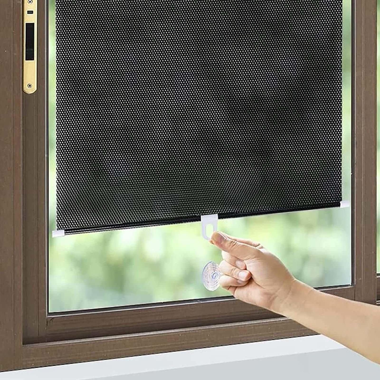 Suwooy Black Out Roller Blinds With Suction Cups,Portable Sunshade Roll Up Windows Blinds,Privacy Sunscreen Curtains,Temporary Blinds,No Drilling,Retractable Balcony Sun Shades,-40×125Cm(15.7 * 49.2In)