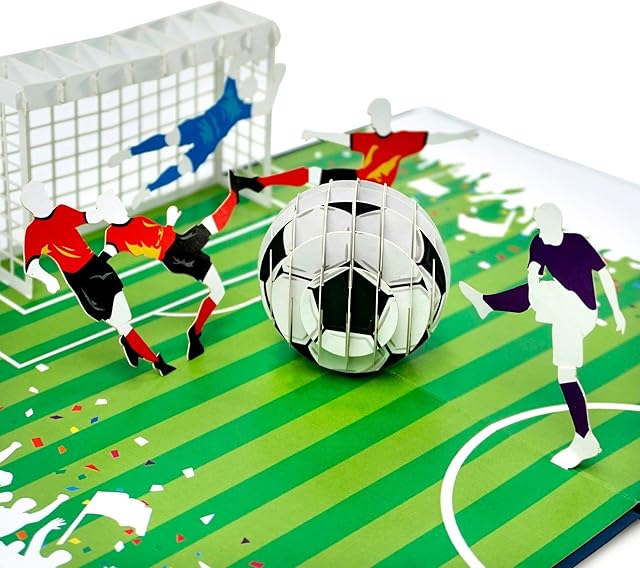 CUTPOPUP Football Soccer Birthday Pop Up Card, 3D Popup Greeting Cards, 3D Birthday Card With Blank Note, Handmade 3D Popup Birthday Card Men Father Brother Husband Him Son UK