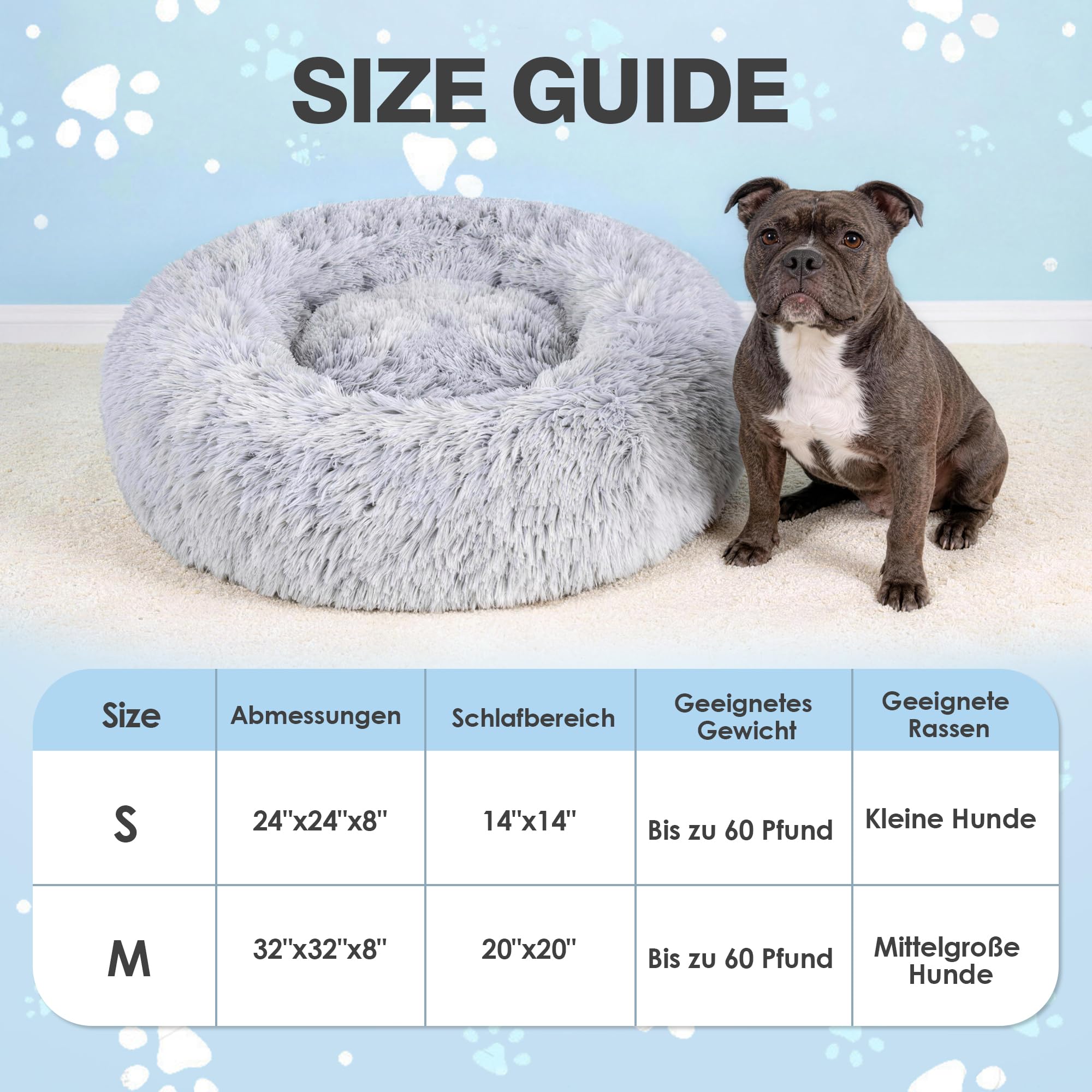 Orthopädisches Hundebett Rund,Abnehmbar,Formstabil Füllwatte,80CM