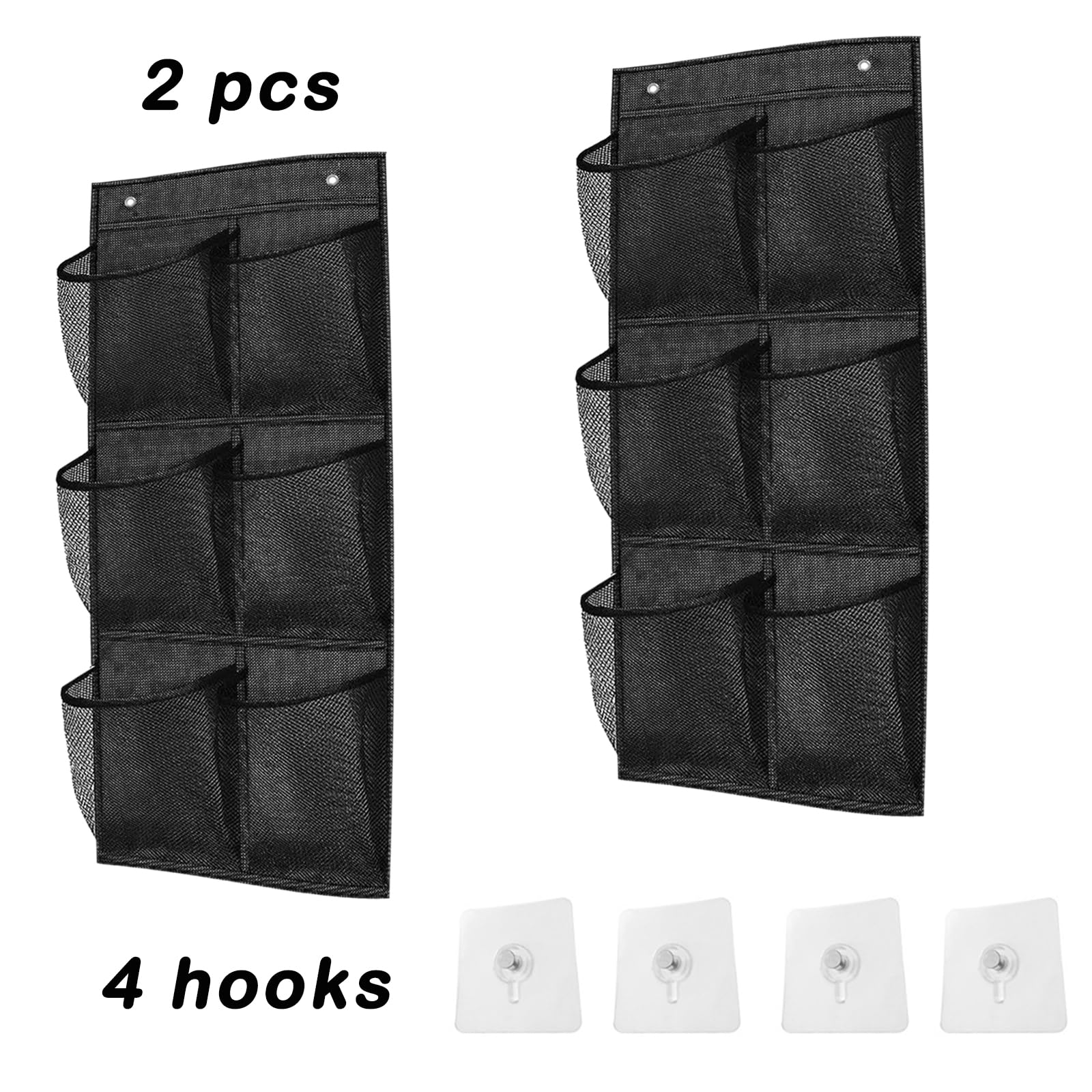 2 Stück Schuhorganizer Hängend, Schuhorganizer, Schuhaufbewahrung Hängend, Tür Organizer, Schuh Organizer, Schuhaufbewahrung für Türen, Schlafzimmer, Wohnzimmer, Küchen (Schwarz)