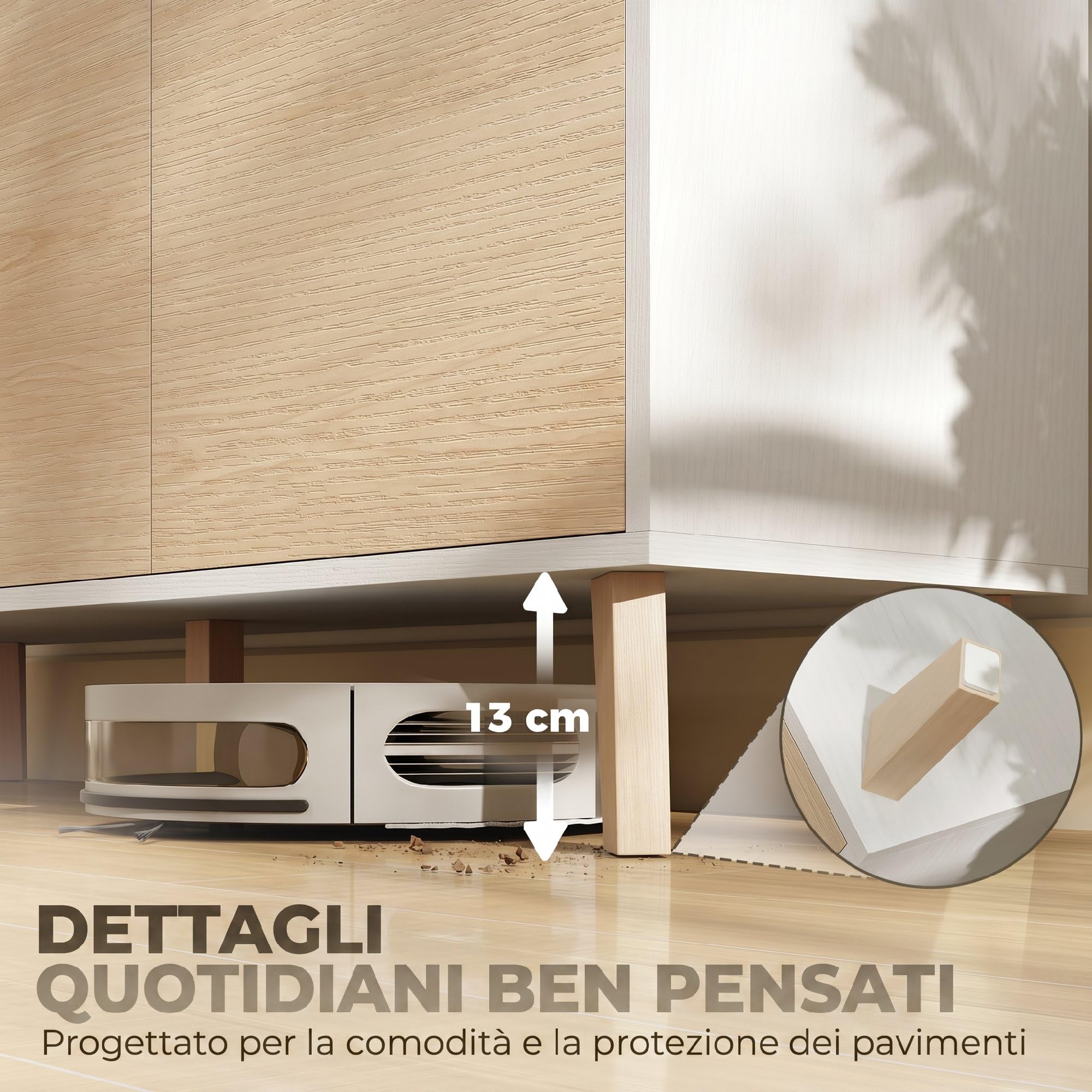 HOMCOM Credenza Cucina, Mobile Cucina con 3 Ante Soft-Close, 6 Scomparti, Base Rialzata, Stile Nordico, Mobile Buffet per Soggiorno, Sala da Pranzo, 120x35x73.5 cm, Color Legno e Bianco