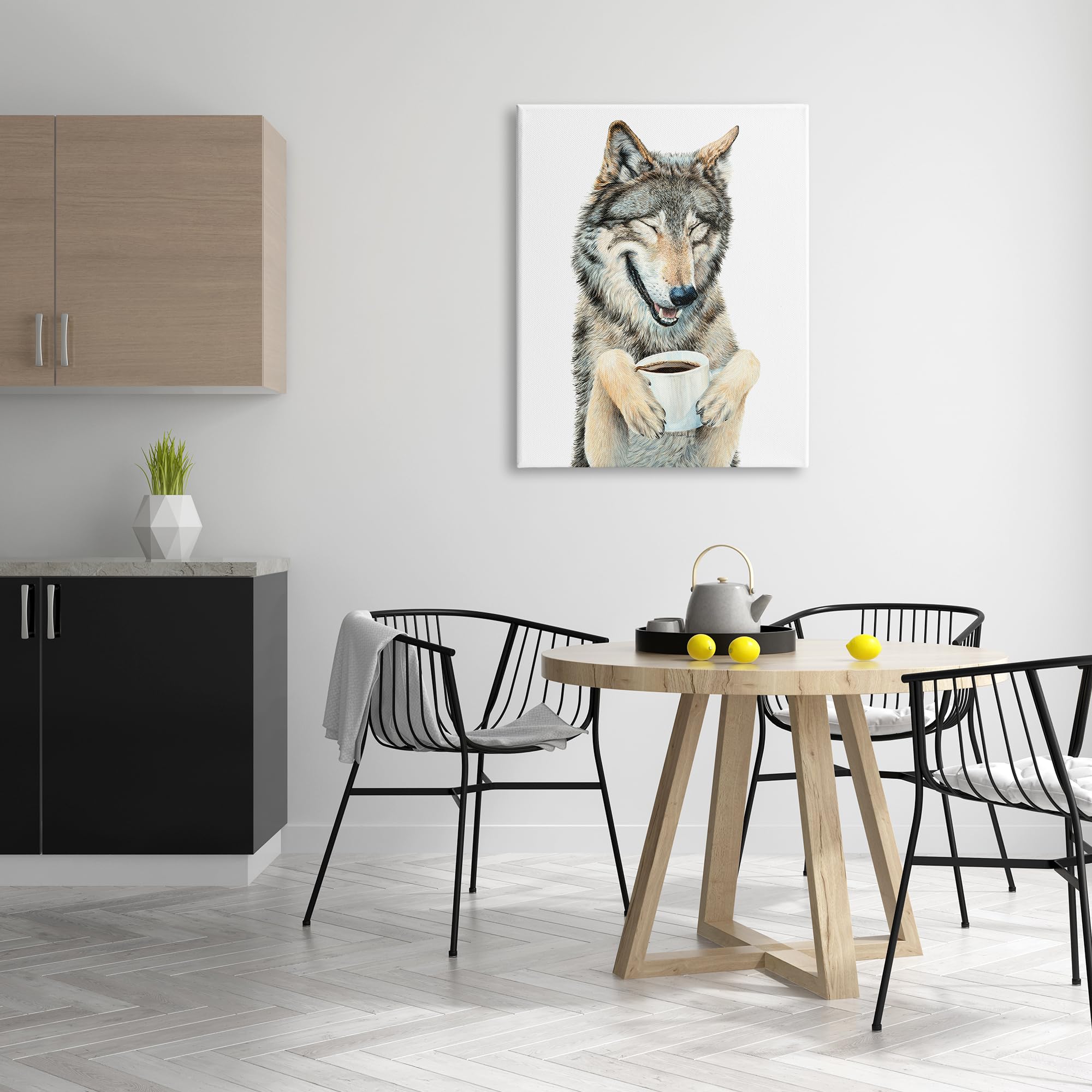 Amazon.com: Stupell Industries Laughing Wolf with Coffee Canvas