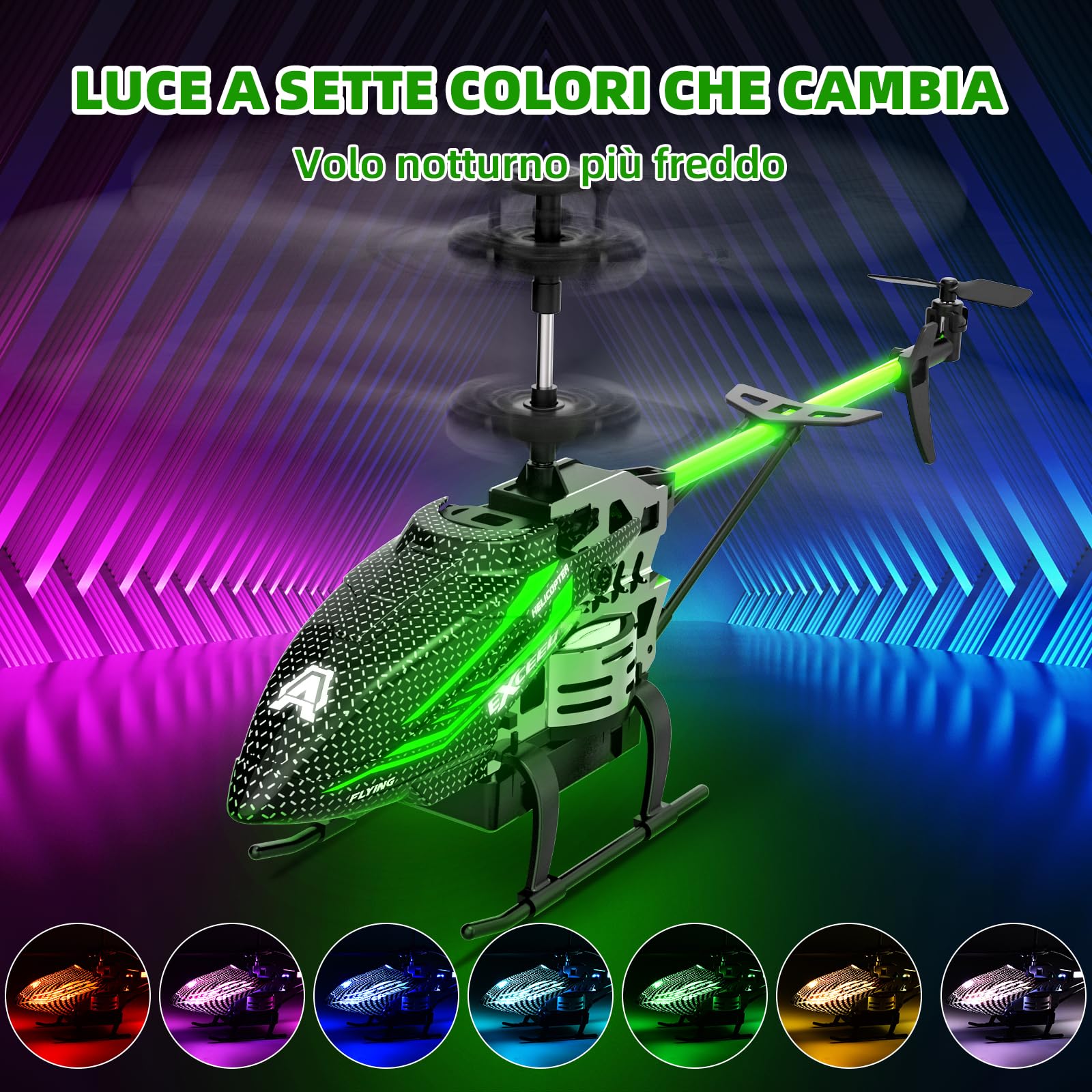 BuzzoXerex Elicottero Telecomandato RC con LED e Giroscopio