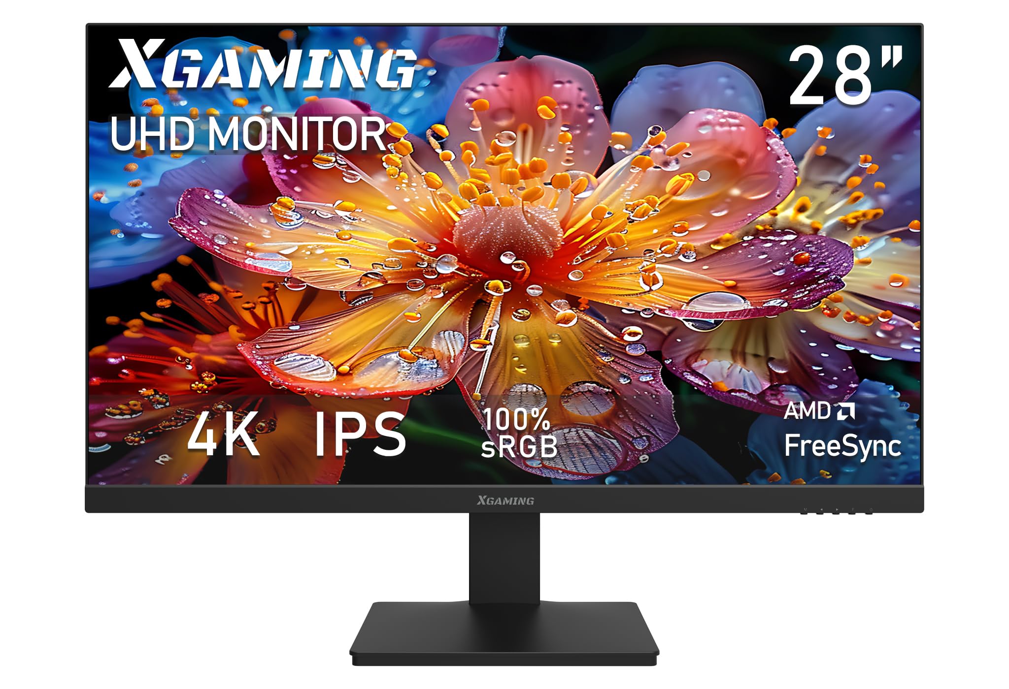 XGaming 4K Monitor 28 Pollici,Schermo PC UHD 3840x2160, IPS Panel,60Hz, 4ms,100% sRGB, HDMI 2.0, Displayport,FreeSync,HDR 10,Cura Degli Occhi,VESA,con Altoparlante Incorporato