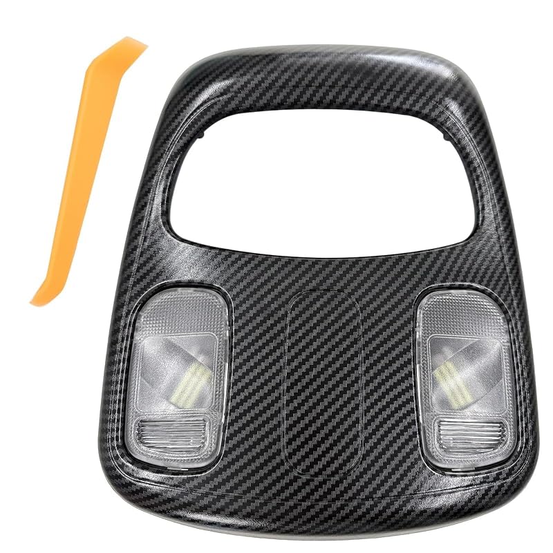 Console de teto com luz de teto e leitura em LED para Dodge Ram 1500 2500 3500 4500 5500, acabamento Black Carbon Fibre, substitui 1DK78BD1AA
