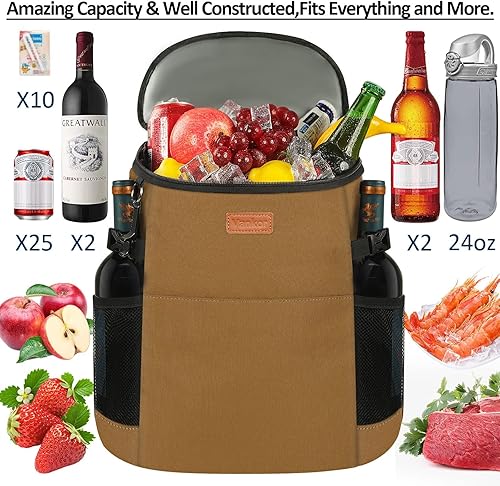 Miniatura 4 de Mochila enfriadora de campamento de 30 latas, suave mochila enfriadora aislada a prueba de fugas, bolsa de viaje impermeable para almuerzo, picnic,