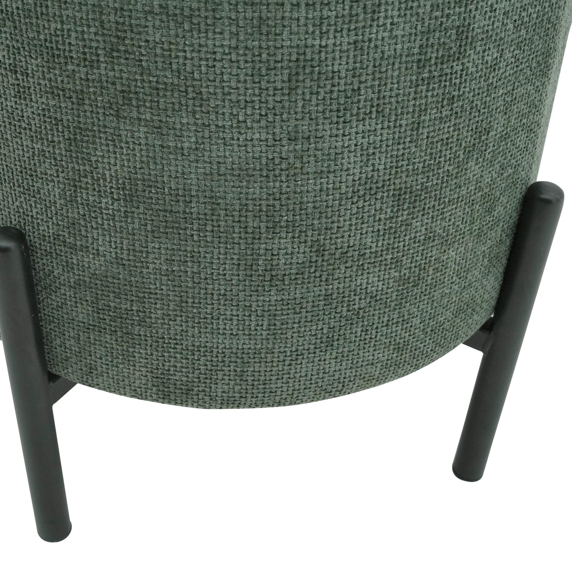 Rebecca Mobili Tabouret Moderne, Pouf Repose-Pieds Bas, Vert Foncé, Tissu Polyester Acier, Rembourré, Rond, pour Salon - Dimensions HxLxP: 43,5 x 38 x 38 cm - Art. RE7060