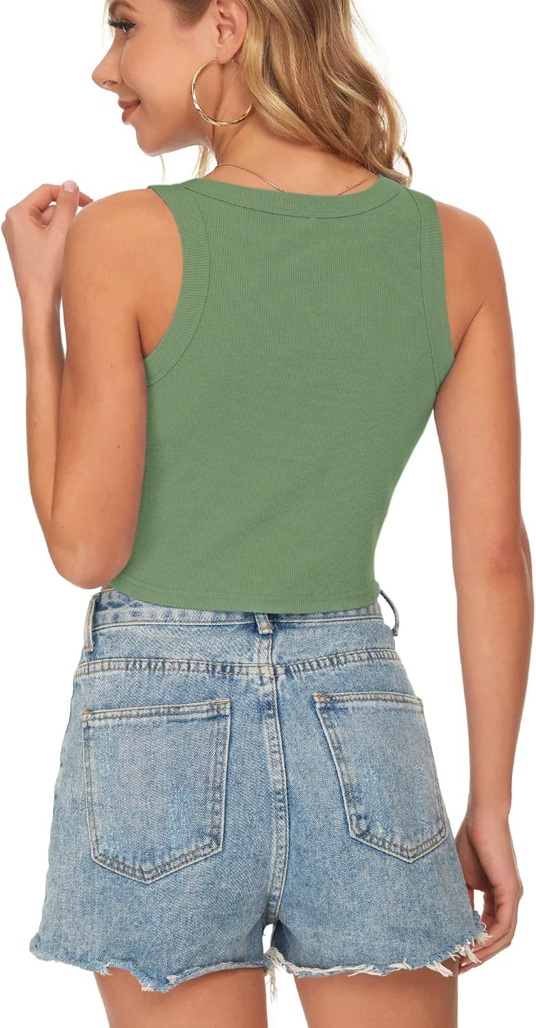 AUSELILY Womens Tank Top Womens Round Neck Basic Racerback Ribbed Tank Top Women - Image 5
