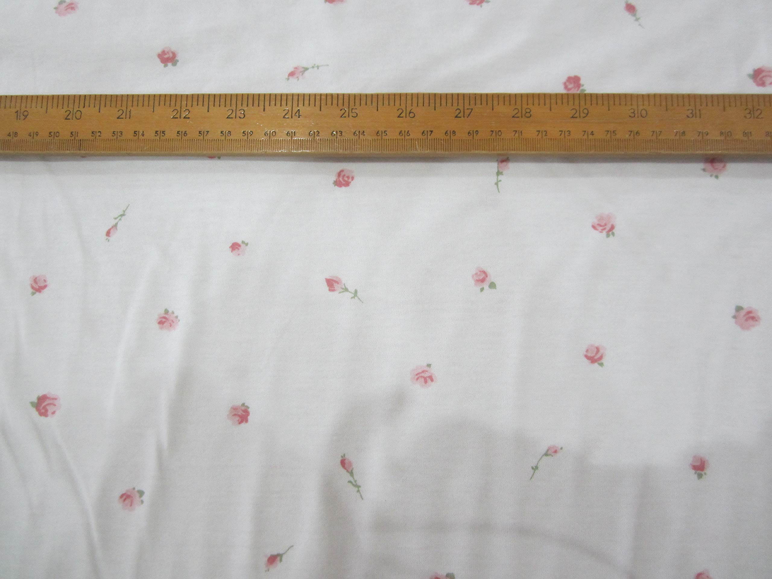 Peter Horton Textiles.5836. Pretty Pink Flower on Ivory Background Cotton Jersey.145cm Wide x 50 cm so 1 Meter = 2 Units