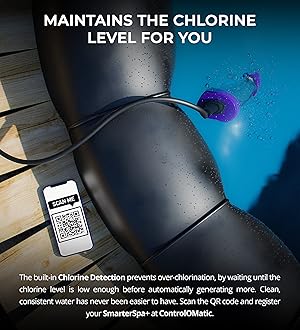 SmarterSpa+ Spa Saltwater Chlorine Generator for Spas, Hot Tubs, and Pools with Built-in Chlorine Detection and Mobile App Compatibility