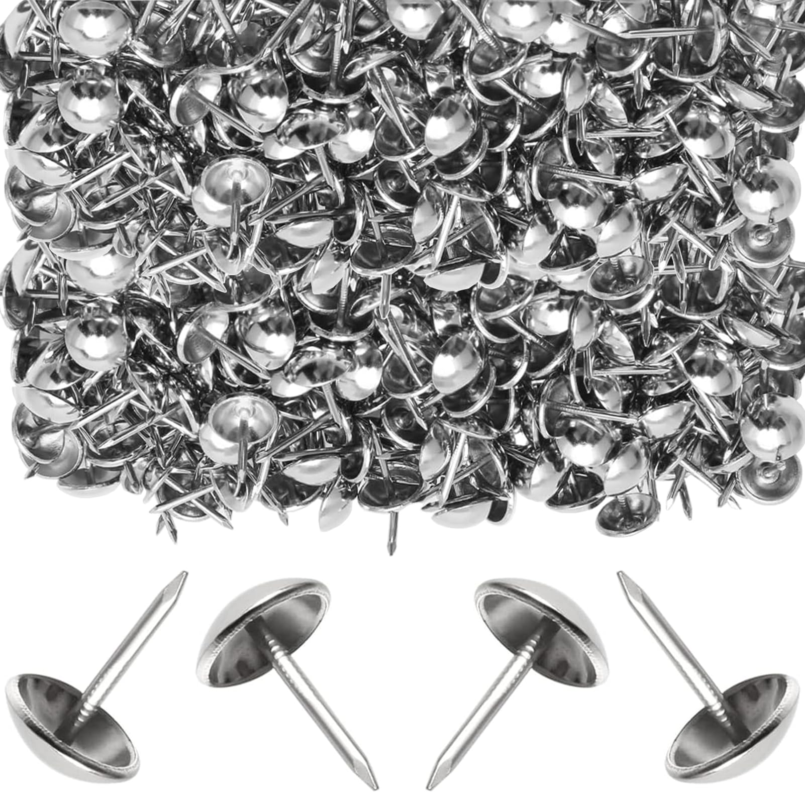 500pcs Upholstery Tacks, ZODKSNO 11 * 17mm Furniture Decorative Thumb Tacks Furniture Nails Pins for Picture Chairs Carpet Silver