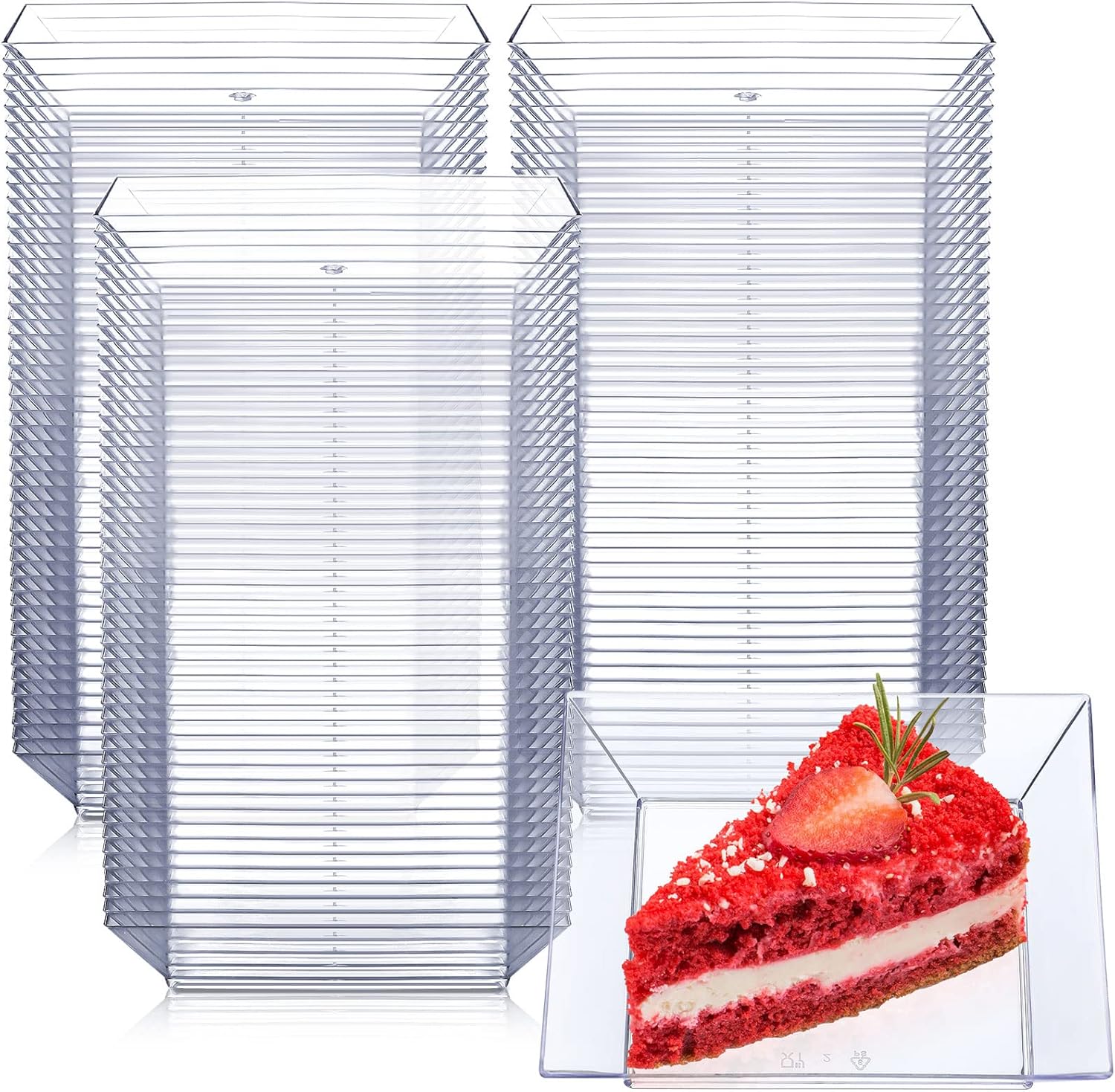 250 Pcs Square Clear Dessert Plates 3.6 Inch Plastic