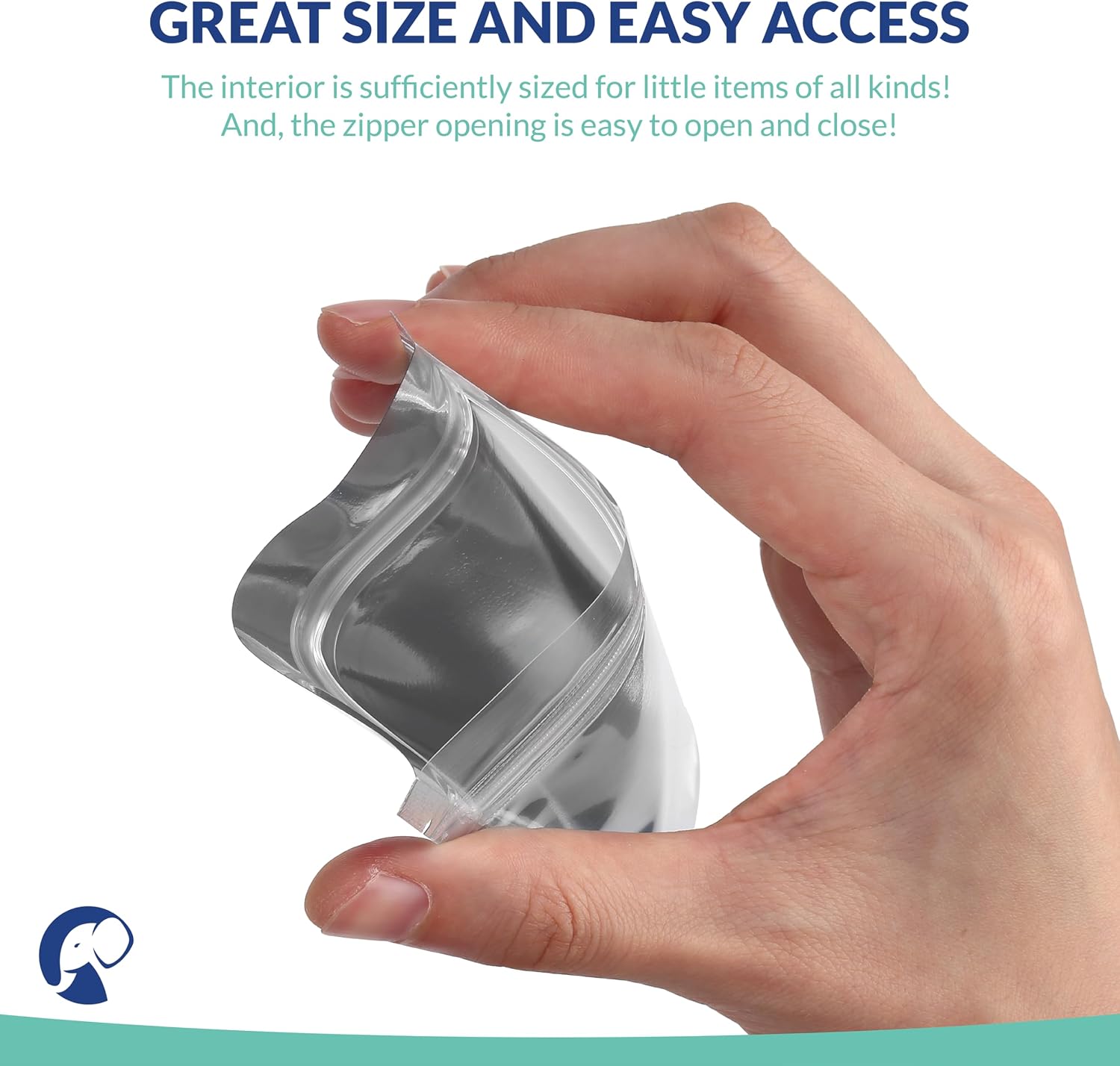 Mylar Bags with Zipper Seal 4" x 6" | 100 Bags | Resealable Heat Seal Bags for Candy and Food Packaging, Medications and Vitamins | Plastic and Aluminum Foil Packets for Liquid and Solids image 5
