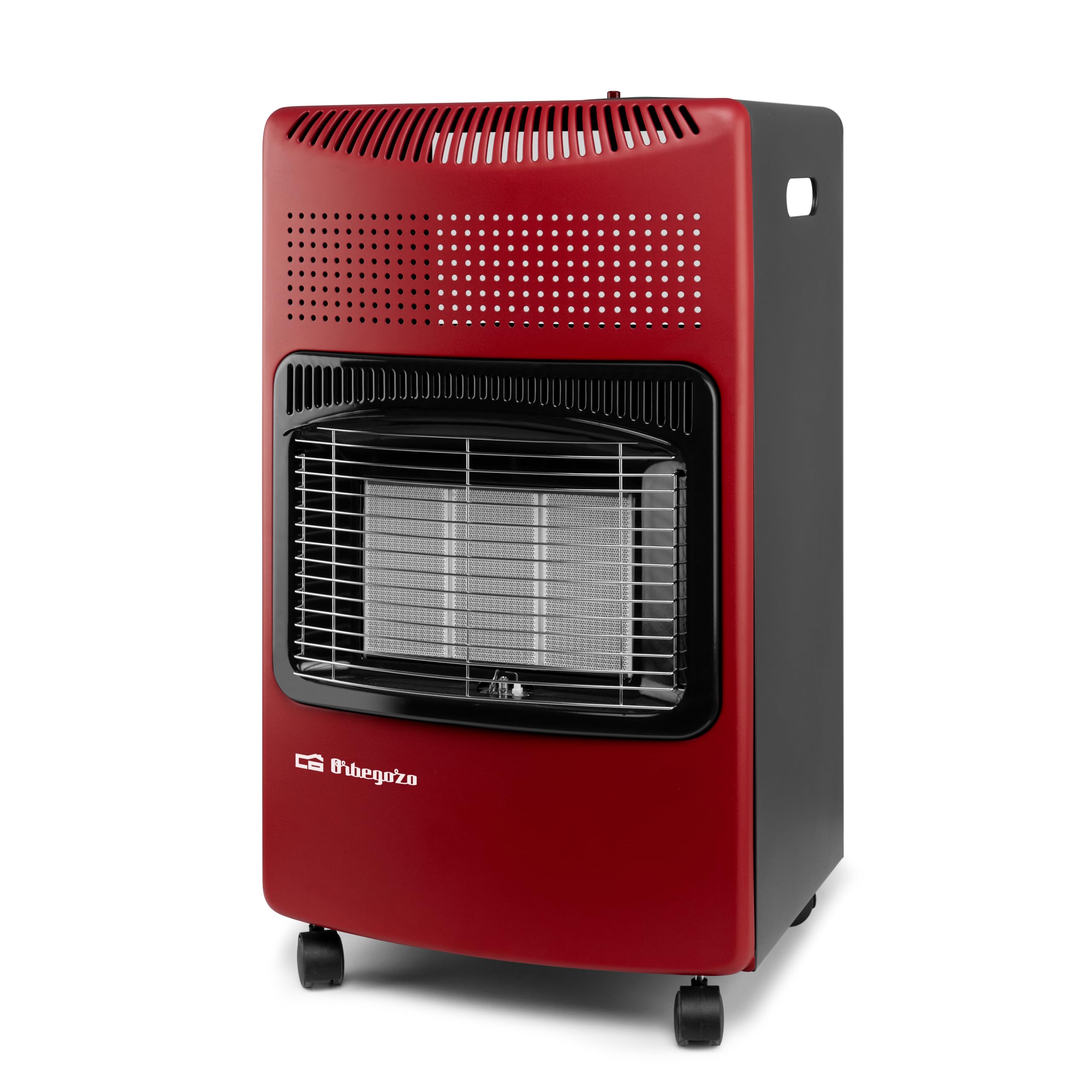 Orbegozo HCE 74 Estufa de Gas Butano, Cerámica Plegable, Rojo, 4200 W, 3 Niveles de Potencia, 42x74x35 cm, 7.24 kg, Asas para transporte, Triple sistema de seguridad, Clase Energética A