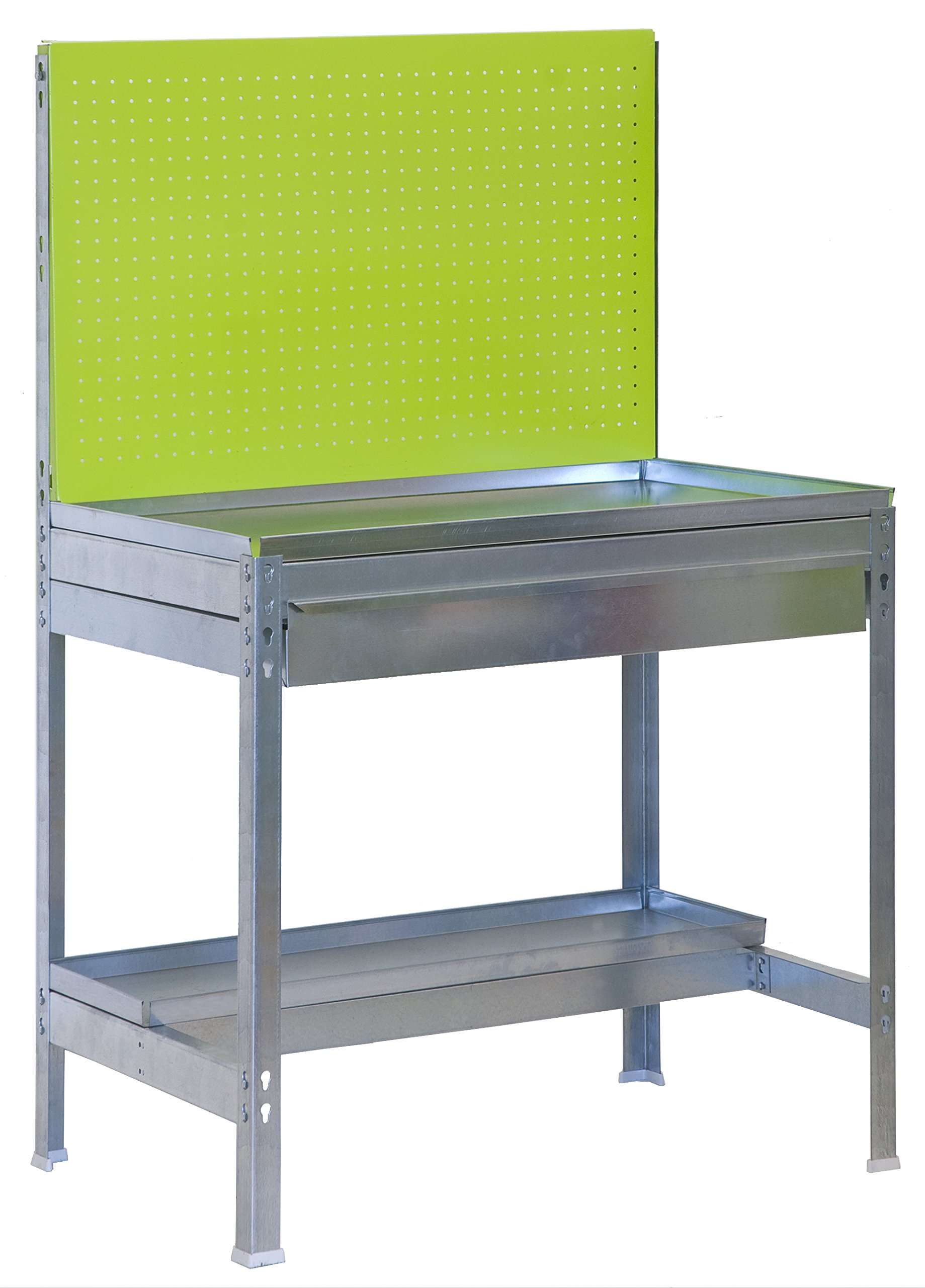 Simon Rack Mesa Jardinería, Panel Herramientas, 1440x900x400 mm, Incluye 1 Cajón, Huerto Metálico, Galvanizado/Verde -Simon Garden