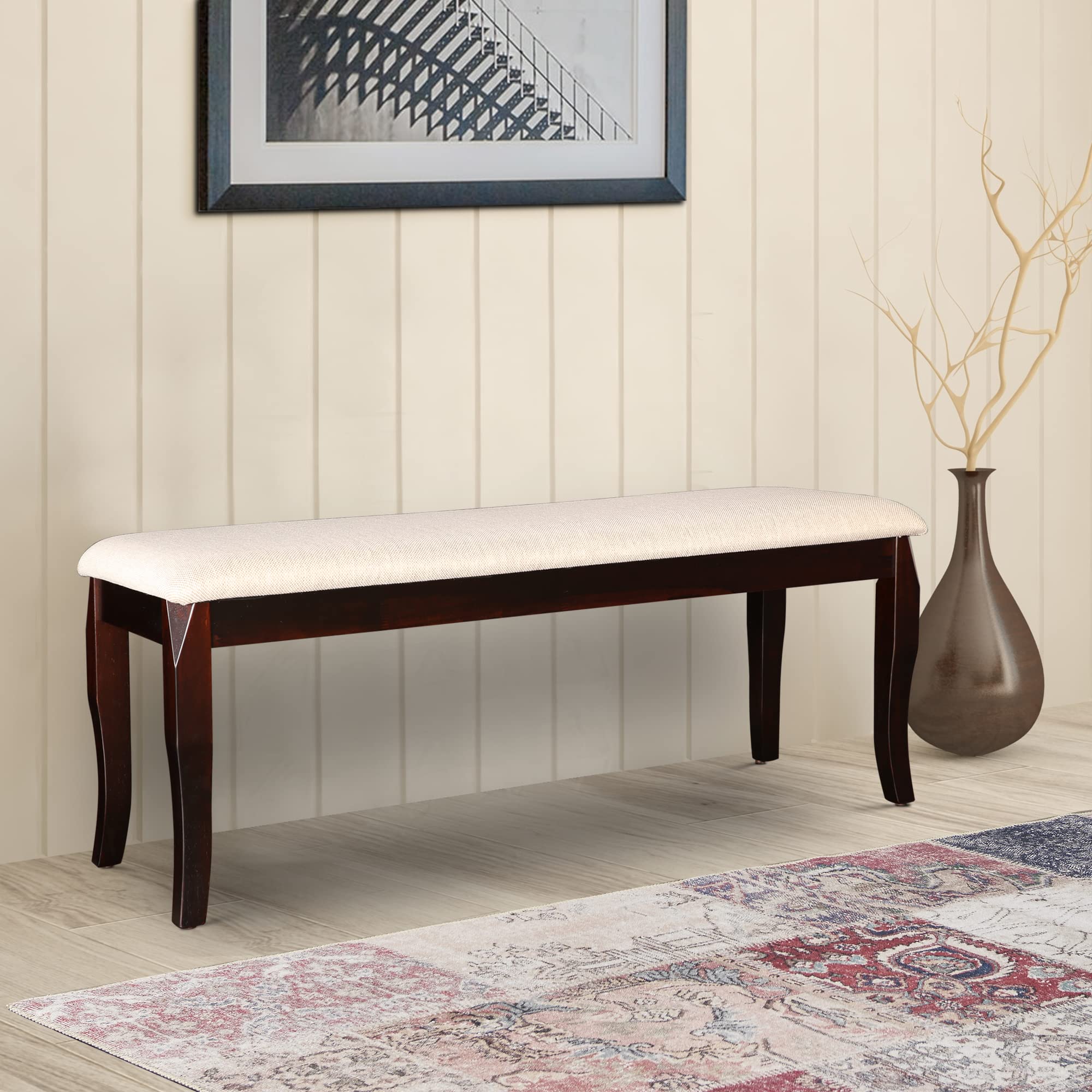 HomeTown Cardiff Solid Wood Six Seater Dining Bench in Expresso Colour