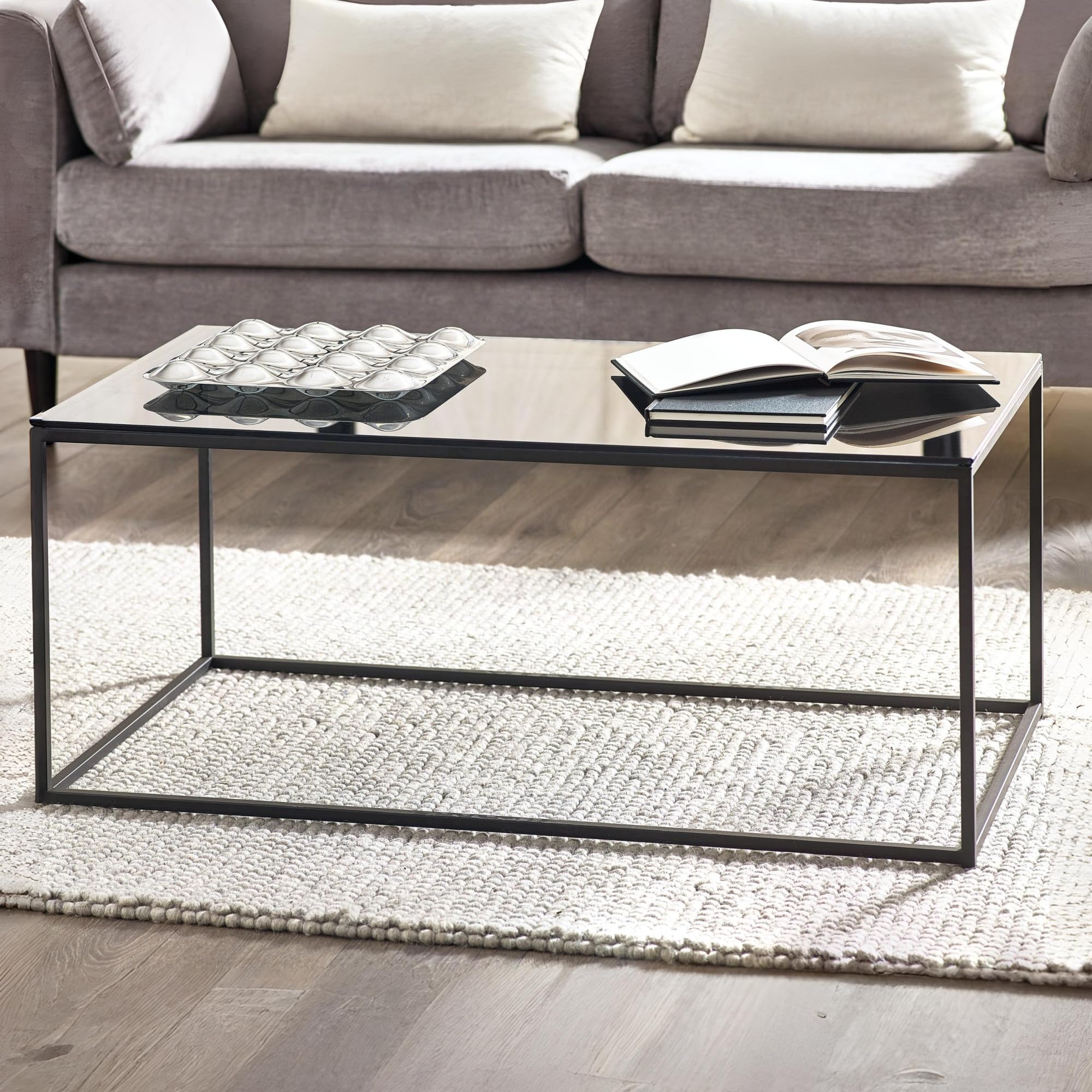 Julian Bowen Chicago Coffee Table, Smoked Glass/Black, One Size