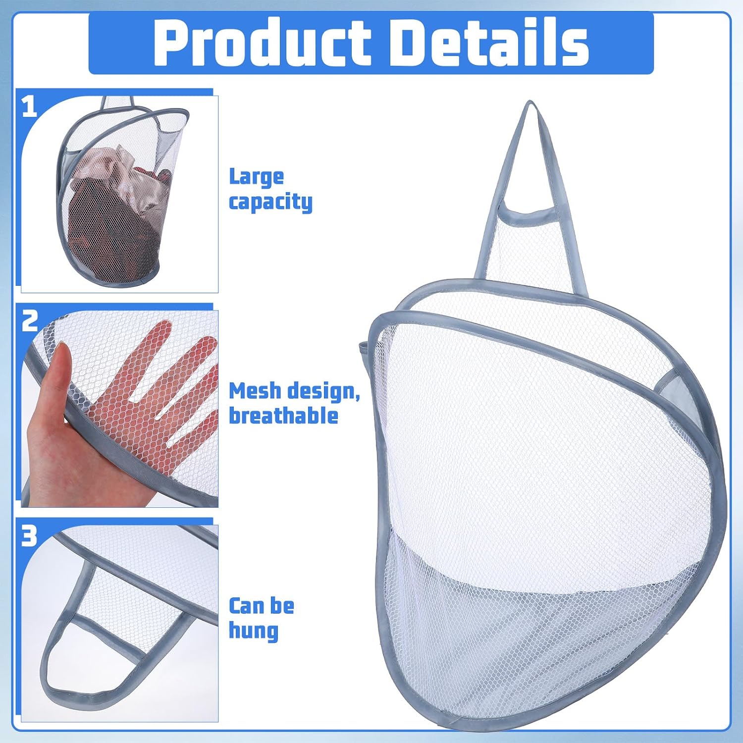 Ymapinc 2Pcs Small Mesh Laundry Bags, Foldable Hanging Hampers Basket
