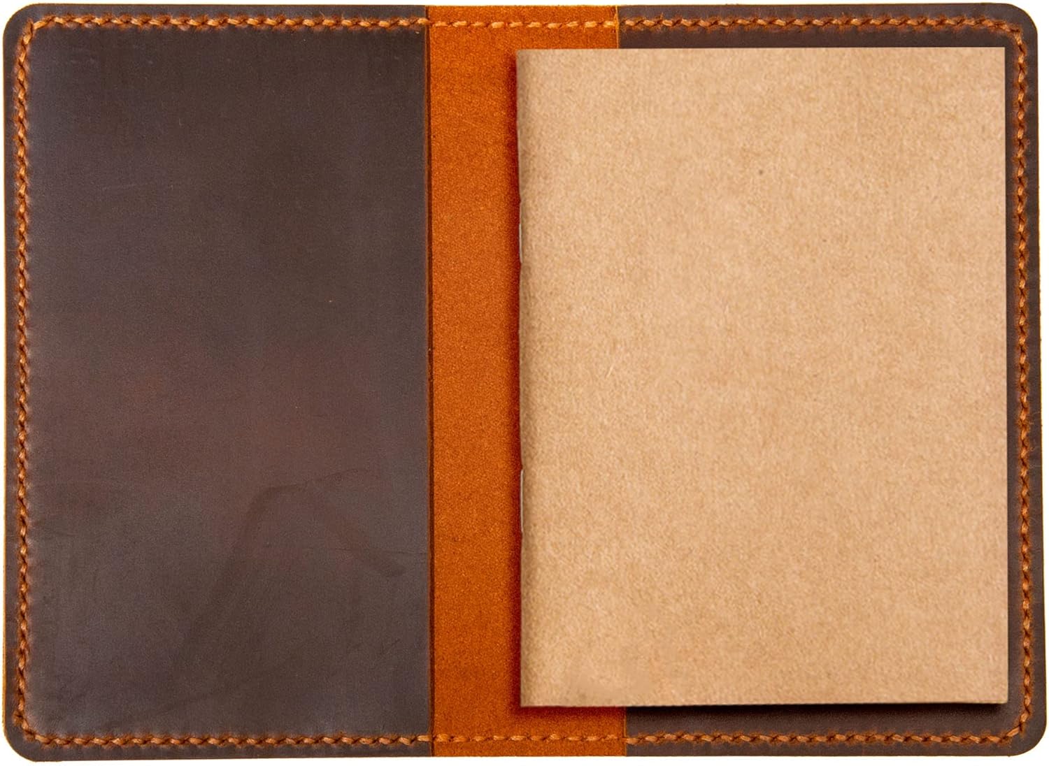 Leather Journal Cover for Moleskine Cahier Notebook Pocket size 3.5" x 5.5" Refillable Pocket Cover (Brown)