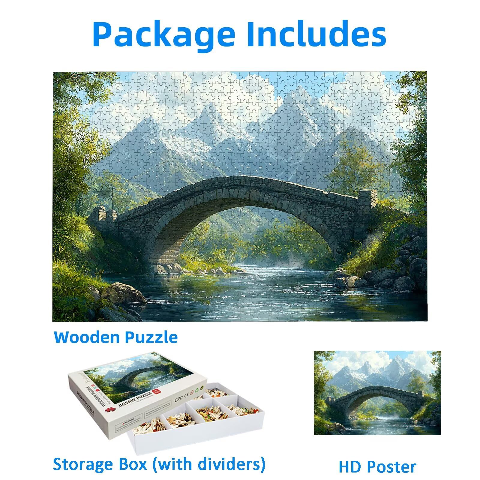 Puzzle 1000 sztuk mostów, puzzle krajobrazowe 1000 sztuk dla dorosłych i nastolatków, drewniane puzzle z wykwintnym opakowaniem, rodzinne gry edukacyjne, dekoracje domu, prezent dla dorosłych-1639