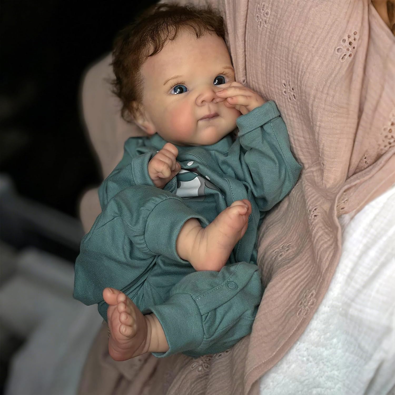 iCradle Lovely Real Life Reborn Baby Doll Boy 19 inch 48 cm Full Body Soft Vinyl Baby Anatomically Correct Rooted Hair Realistic Newborn Doll Toy for Kids 3+