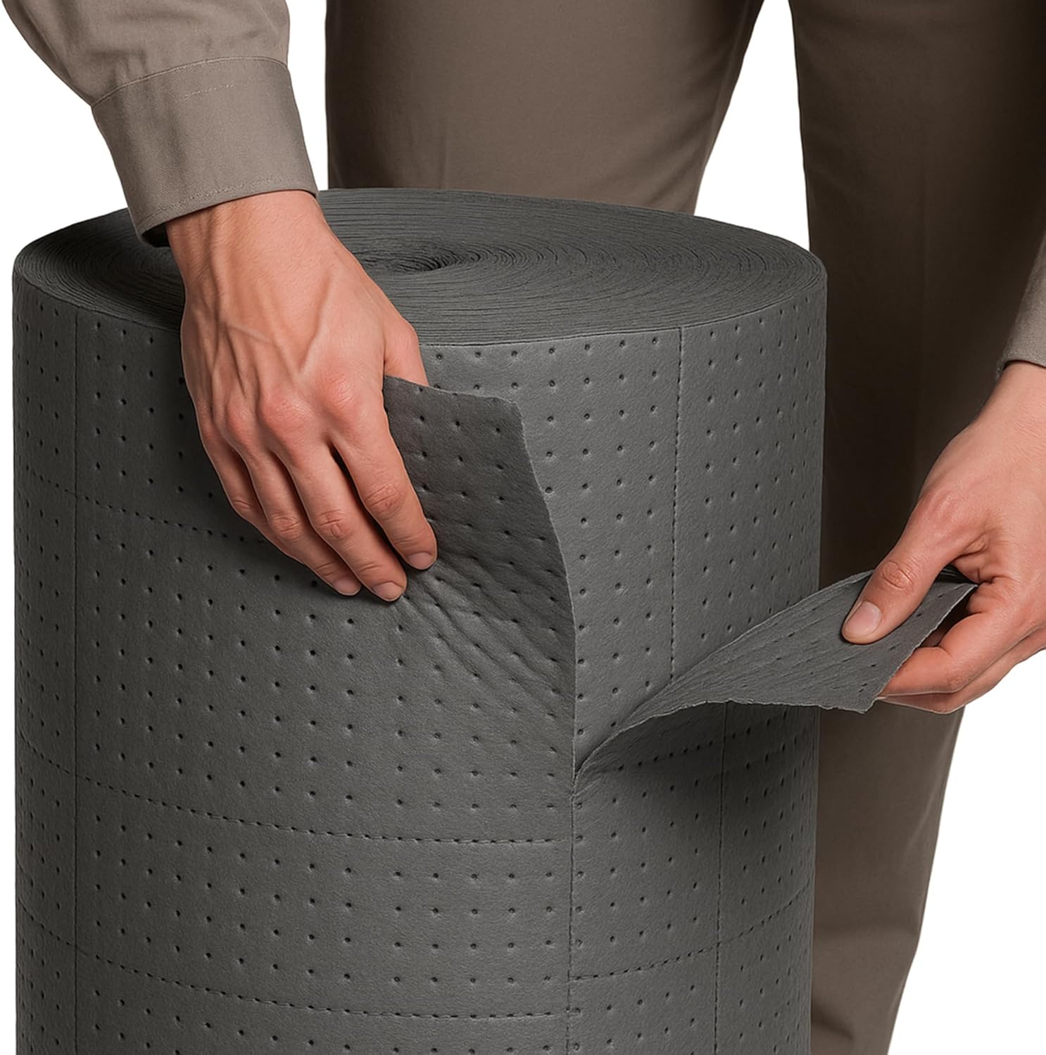 SmoothNovelty 30" x 150' Oil Absorbent Mat Roll - Absorbs 44 Gallons Oil, Heavyweight Pads for Garage, Basement, Workshop Spill Protection (Gray)