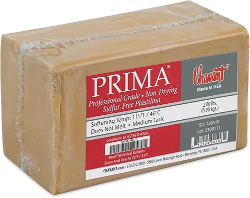 Sculpture House Prima Plastilina - Arcilla para modelar, sin azufre, bronceado claro, 2 lb - 2 lb