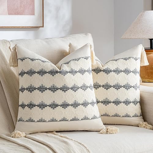 Fancy Homi Juego de 2 fundas de almohada decorativas de granja de color gris neutro de 20 x 20 pulgadas para sofá, cama, silla en interiores,