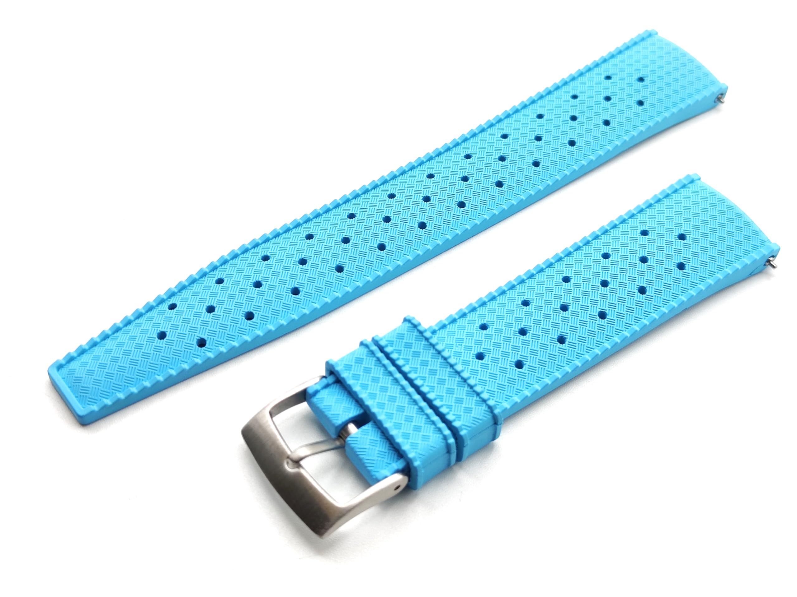 Generico Cinturino TROPICAL ONE MORE STRAP Fibbia Silver per Orologi diver sub vintage Nero Blu Verde Marrone 20mm 22mm COMPATIBILE CON MOONSWATCH ( 20mm, Marrone