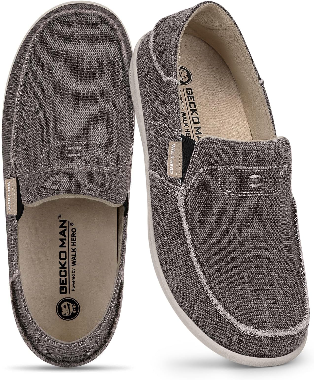 Mens Slip On Shoes, Canvas Mens Loafers with Arch Support & Soft Lining