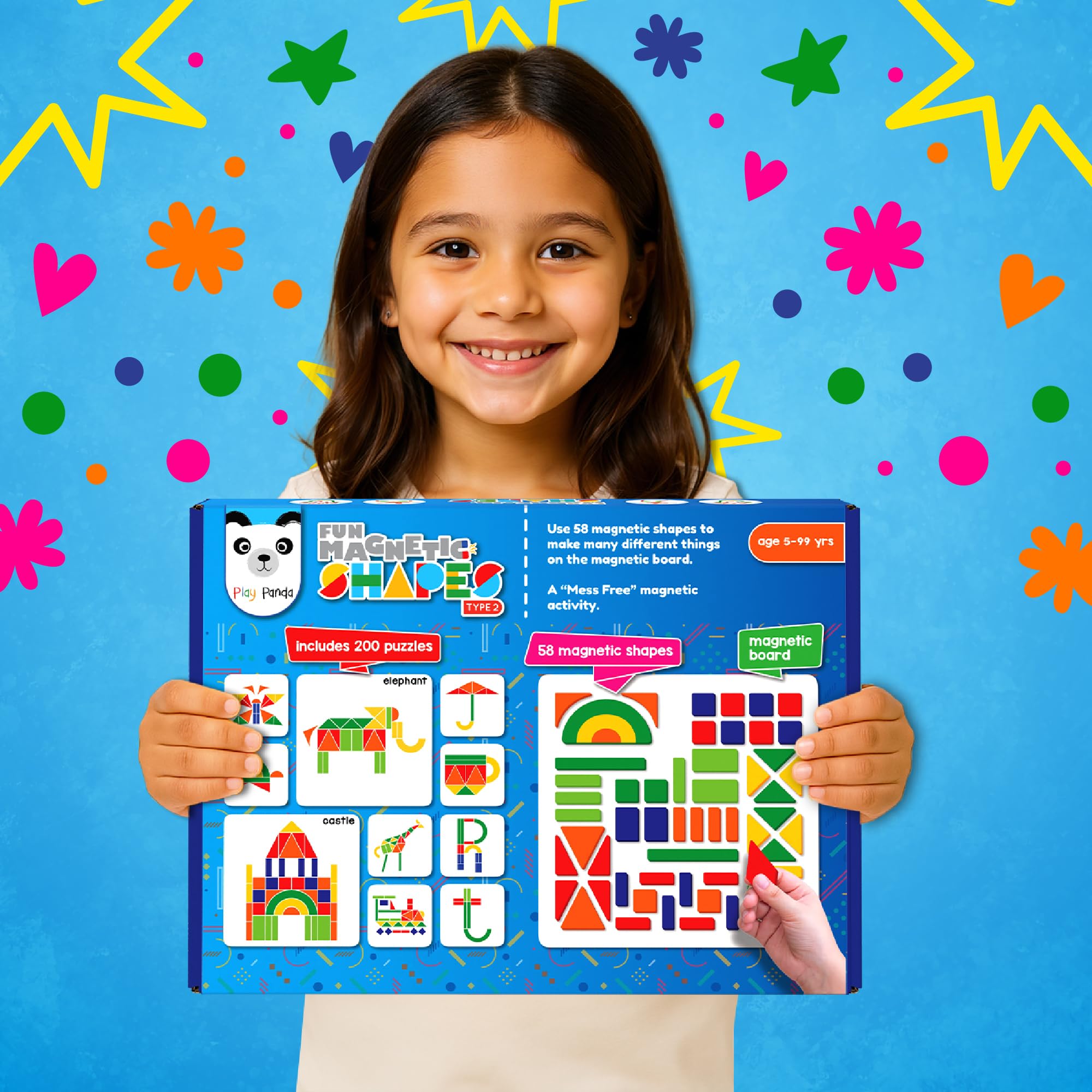 Play Panda Magnetic Puzzle Set for 4+ yrs Kids with 58 Shapes & 200 Patterns 4