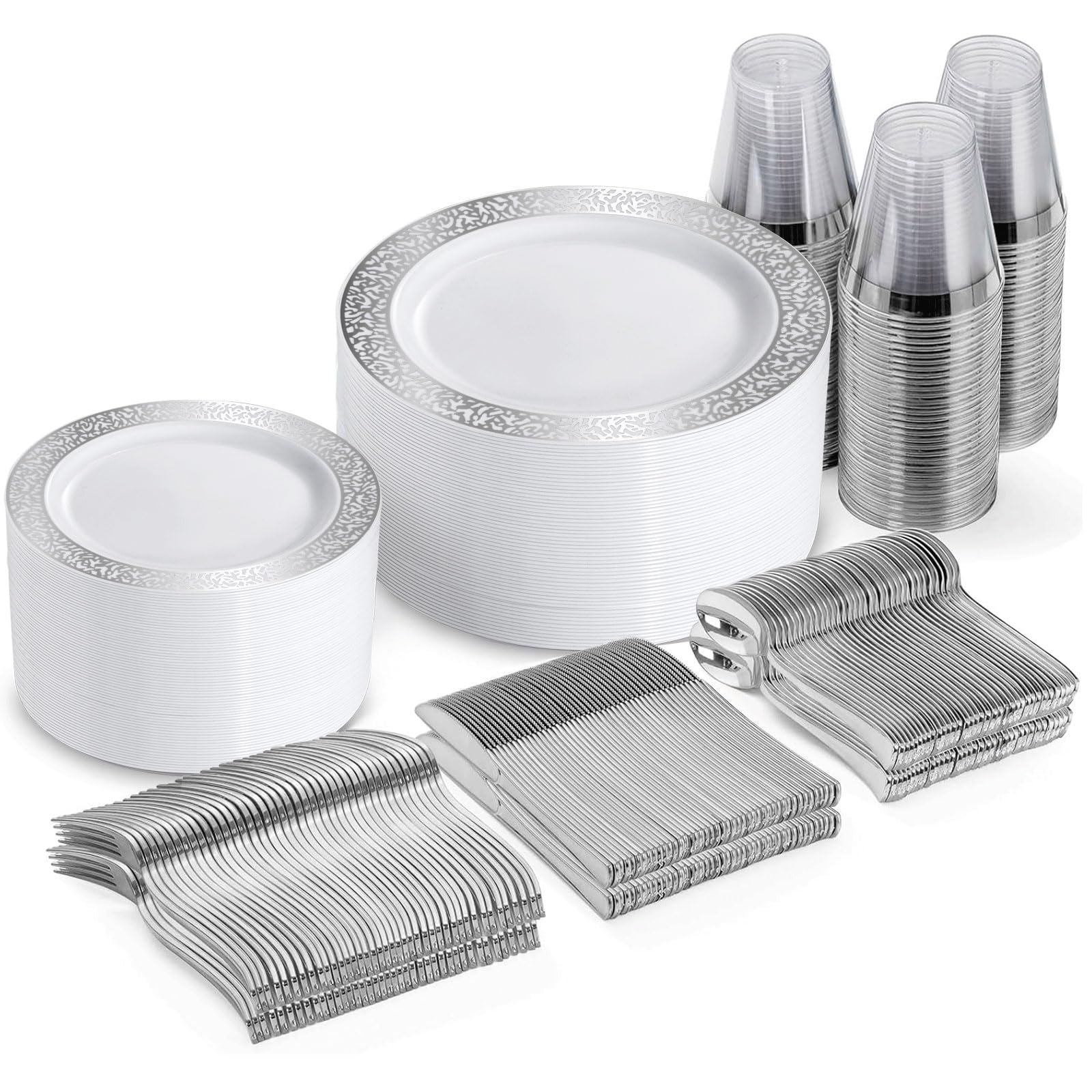 Gold Plastic Plates Dinnerware Set - 350PCS -22