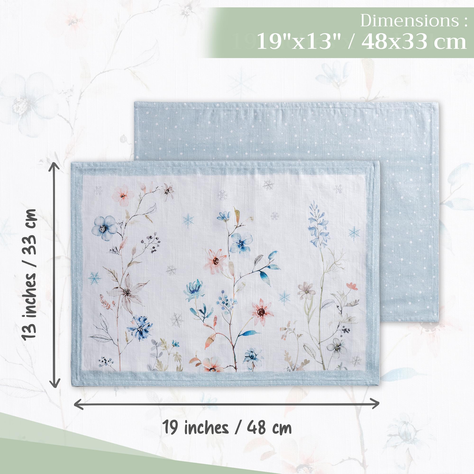 Maison d'Hermine Flower in The Field 100% katoen Set van 4 placemats voor de eettafel | Keuken | Bruiloft | Dagelijks leven | Etentjes | lente/zomer