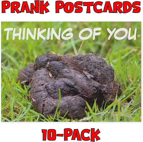 Miniatura 2 de Paquete de 10 tarjetas postales de broma a granel – Divertido pensamiento de caca de perro – Bromas bromas chistes prácticos, bromas, venganza, odio