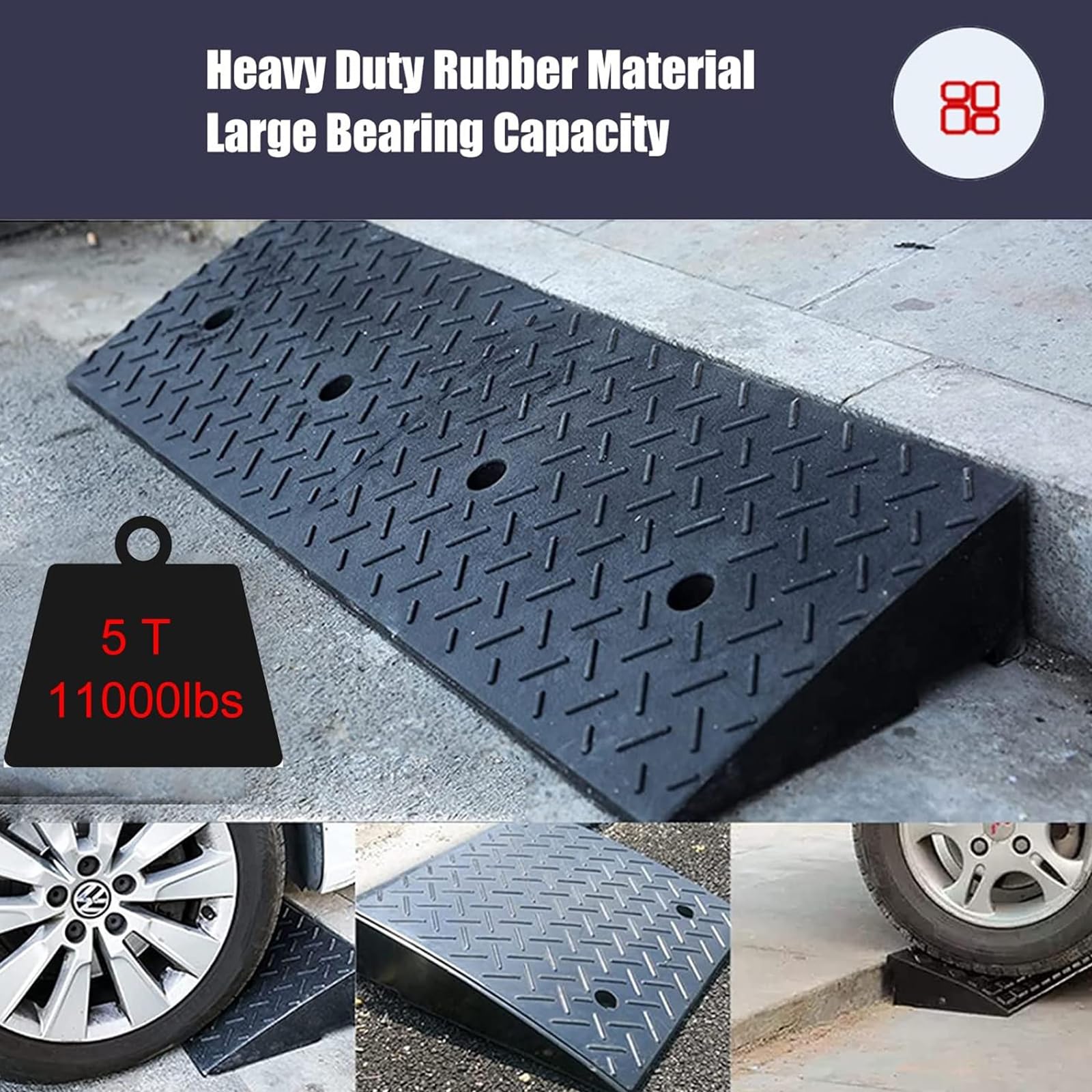 Rampy progowe (en:Rampa progowa, trwała rampa progowa z litej gumy, 10 cm wzrost progu rampy drzwi 3-kanałowa osłona linki gumowa solidna rampa progowa do wózka inwalidzkiego i skutera