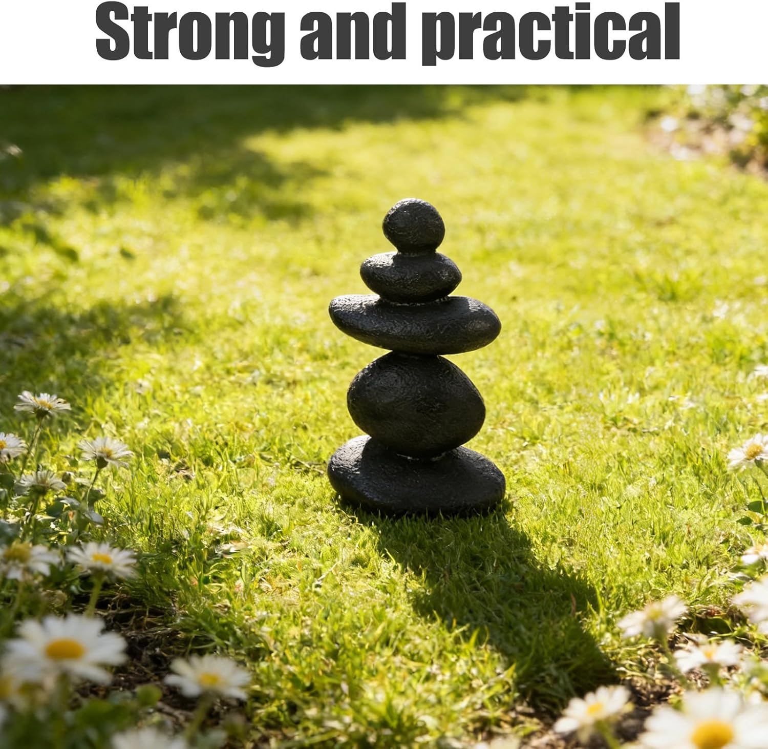 Stacking Stones Zen Garden Decor - Faux Stone Sculpture for Japanese Meditation Micro Landscape - Mini Balanced Rock Statues for Indoor Outdoor Patio