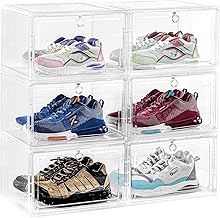 ABOUT SPACE Shoe Boxes - 6 Pc Acrylic Sneaker Box Crates | DIY Shoes Storage Box for Men, Women, Display Shoe Rack for Sneakers, Heels & Wedges Shoe Case