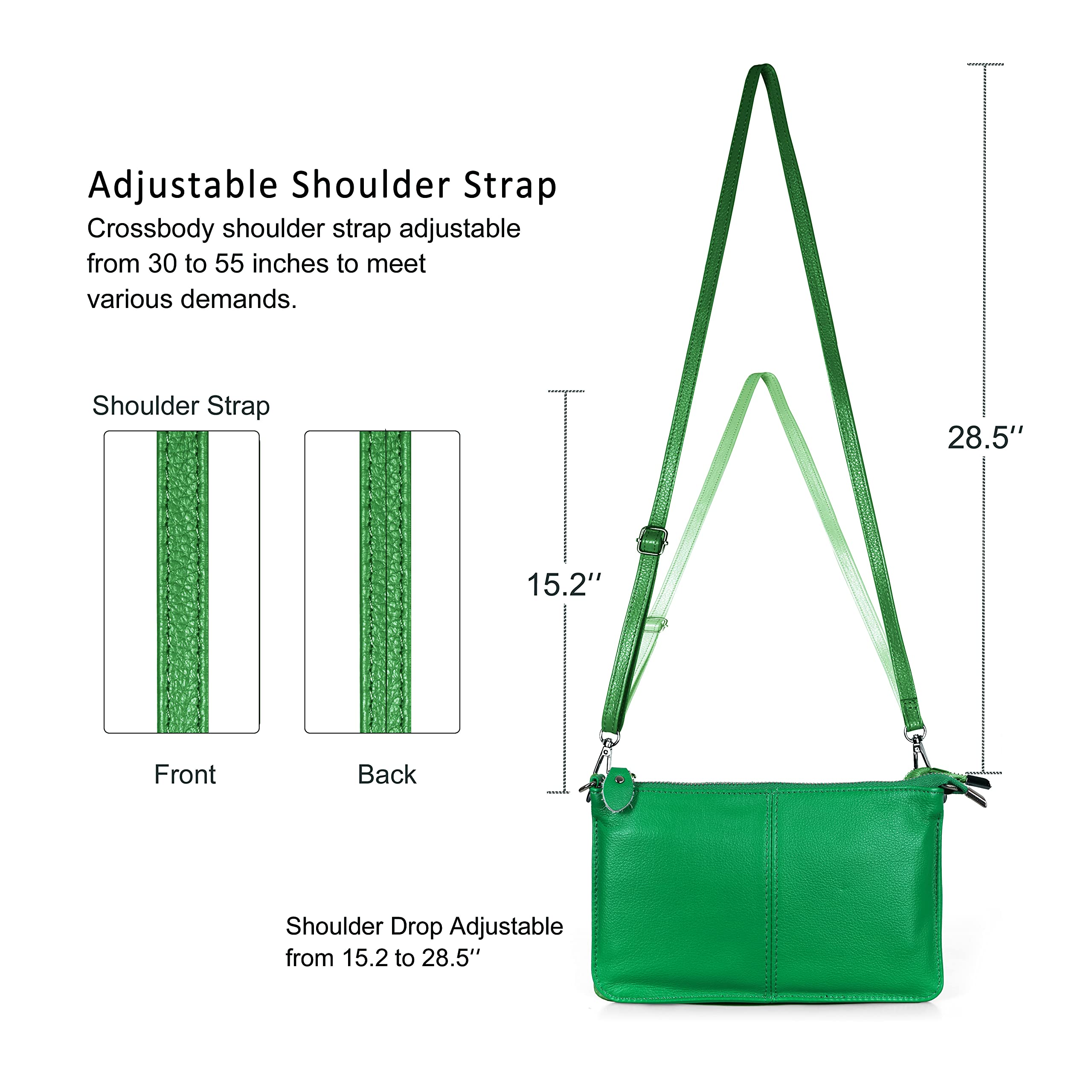 befen Genuine Leather Wristlet Clutch Wallet Purses Small Crossbody Bags for Women with RFID Blocking Card Slots