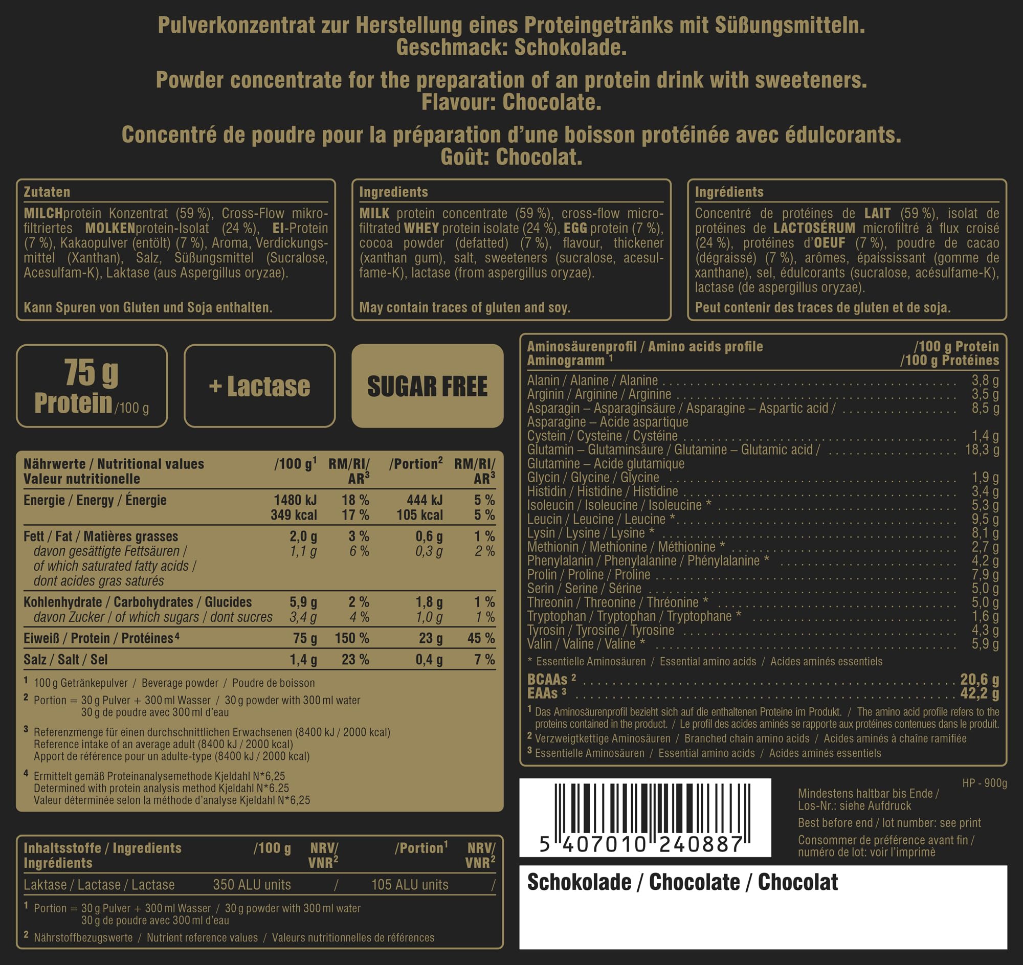 PEAK Hybrid Protein - 900g Geschmack Chocolate I 30 Portionen I Proteinquellen: Milchprotein Konzentrat, Whey Isolat & Ei-Protein für kontinuierliche Aminosäureversorgung I Muskelaufbau