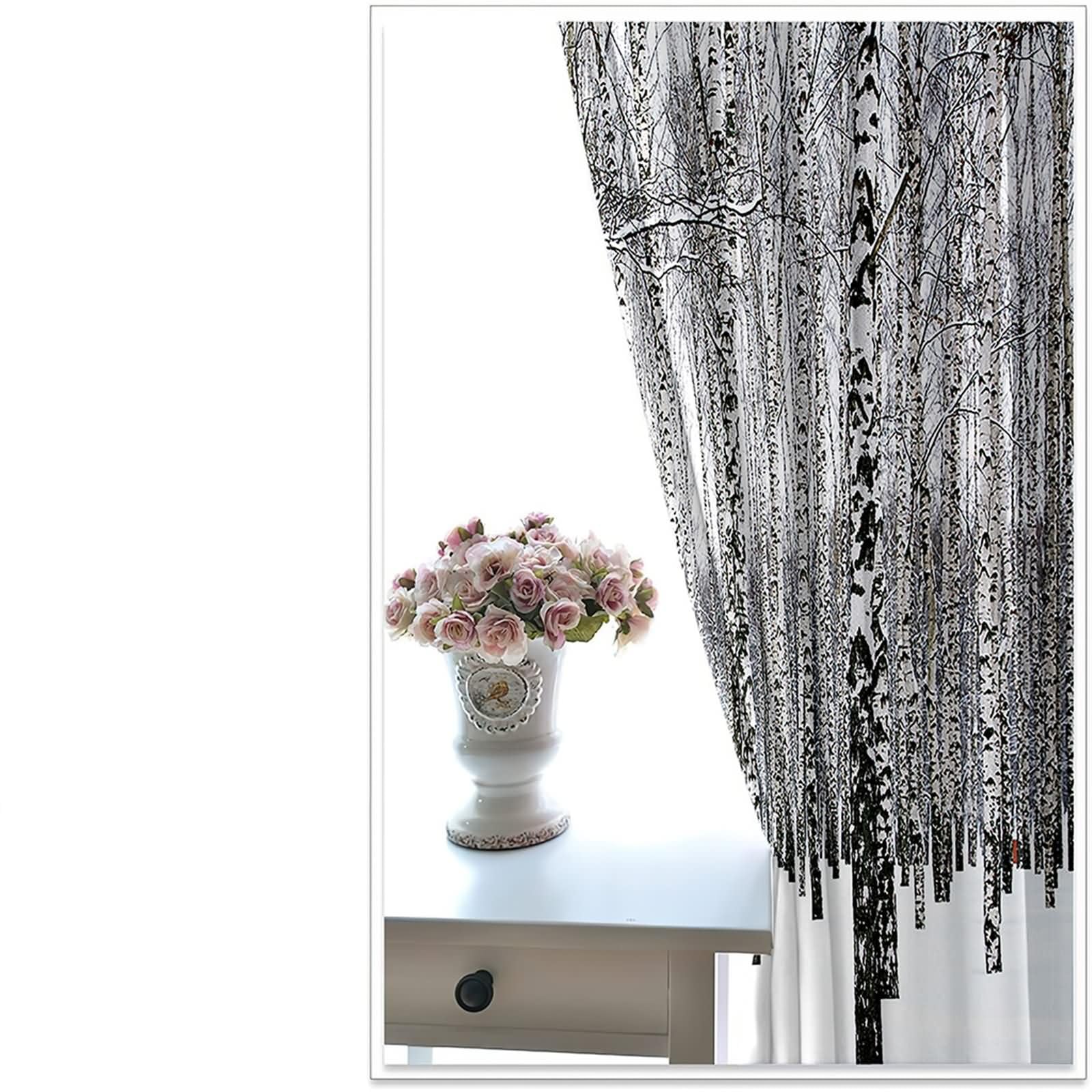 Cortinas con Ollaos,2 x 86W x 229H CM,2 Piezas Cortinas Habitación Matrimonio Opacas Paisaje de Forestal Nevada Cortina Habitacion Gris Blanco