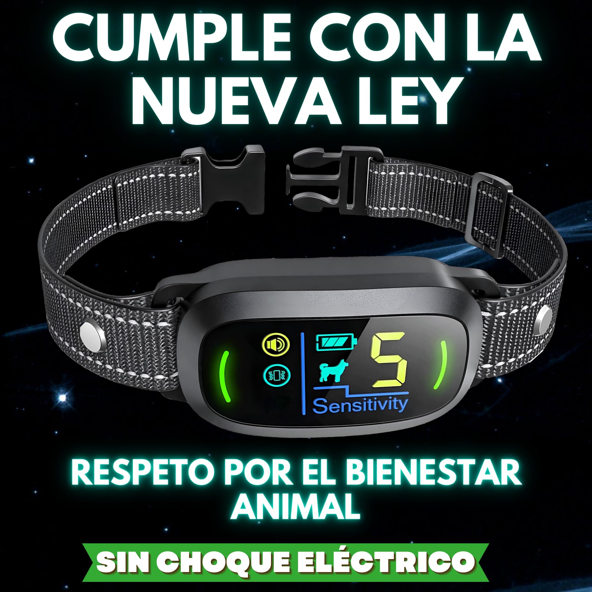 PAWPRO Collar Antiladridos para Perros | Cumple Nueva Ley Bienestar Animal 2024 | Inteligencia Artificial, Detección de ladridos, Pantalla Color | 3 Modos Beep, Vibración, Beep+Vibración | Manual ESP